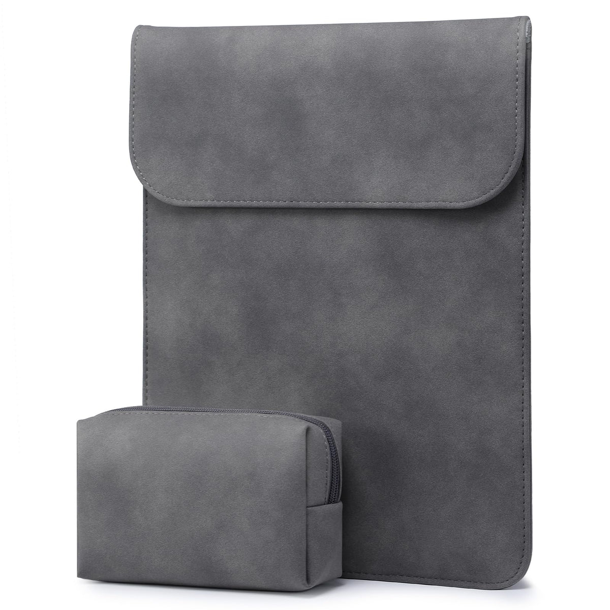 HYZUO 15 Inch Laptop Sleeve Compatible with MacBook Air 15.3/15 M3/M2 A3114 A2941 2023-2024, 15-inch Surface Laptop 7/6/5/4/3, MacBook Pro 15 A1990 A1707 2016-2019, Faux Suede Leather Case, Space Gray