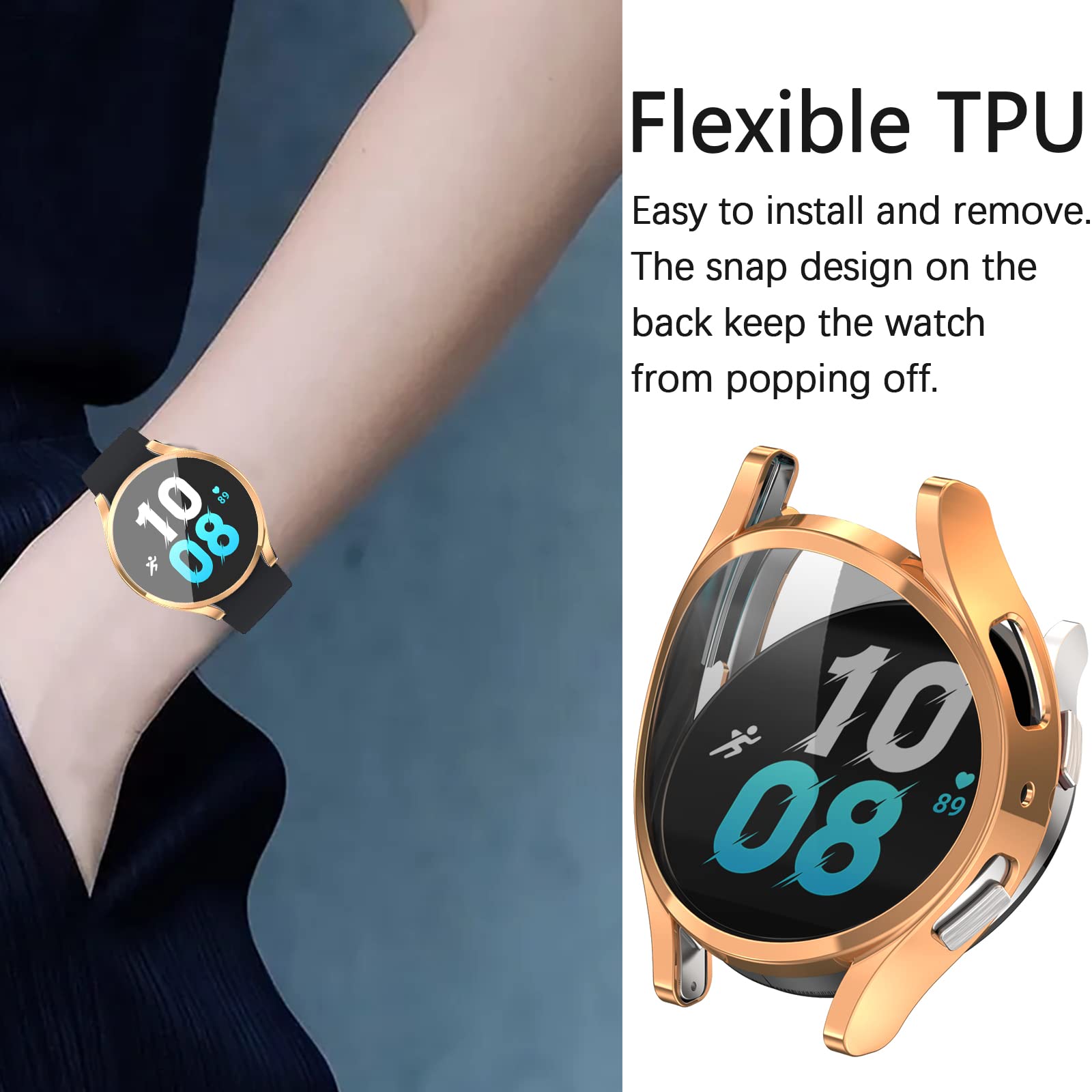 Wugongyan Case Compatible With Samsung Galaxy Watch Fe 2024/5 2022/4 2021 Screen Protector 40Mm 44Mm Tpu Anti-Scratch Full Prote