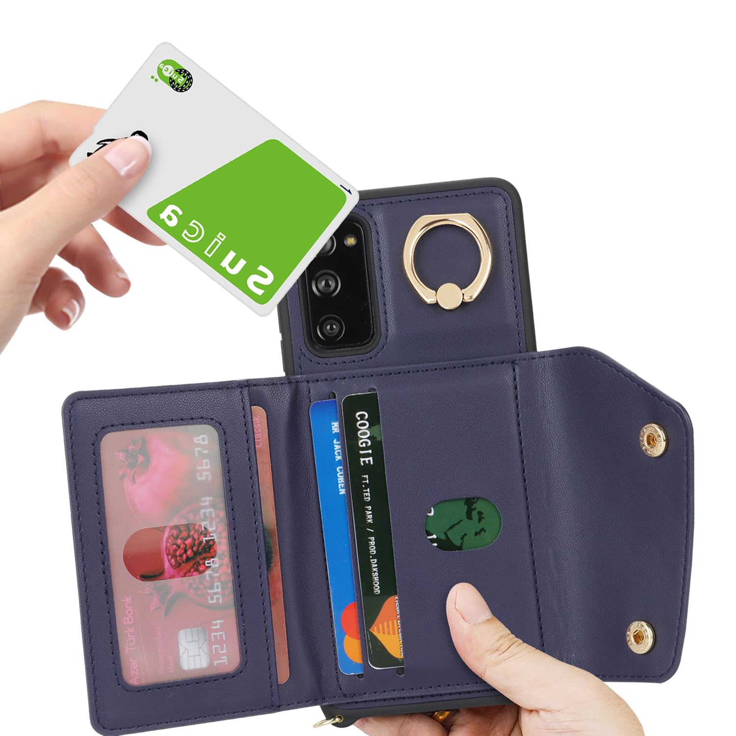 Lipvina For Samsung Galaxy S20 Fe Case With Card Holder And Strap - Zipper Pocket,Crossbody Lanyard Strap,Credit Card Holder,Sta