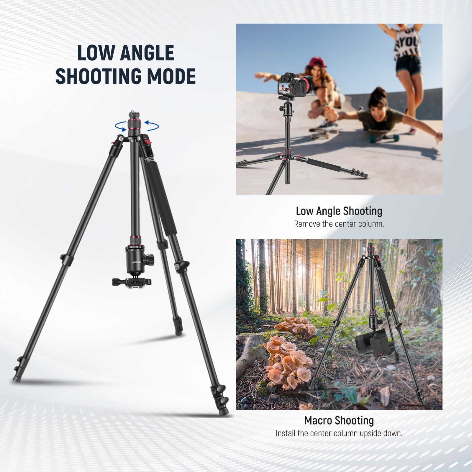 Neewer 77 Inch Camera Tripod Monopod For Dslr, Phone With 360 Panoramic Ball Head, 2 Axis Center Column, Arca Type Qr Plate, Com