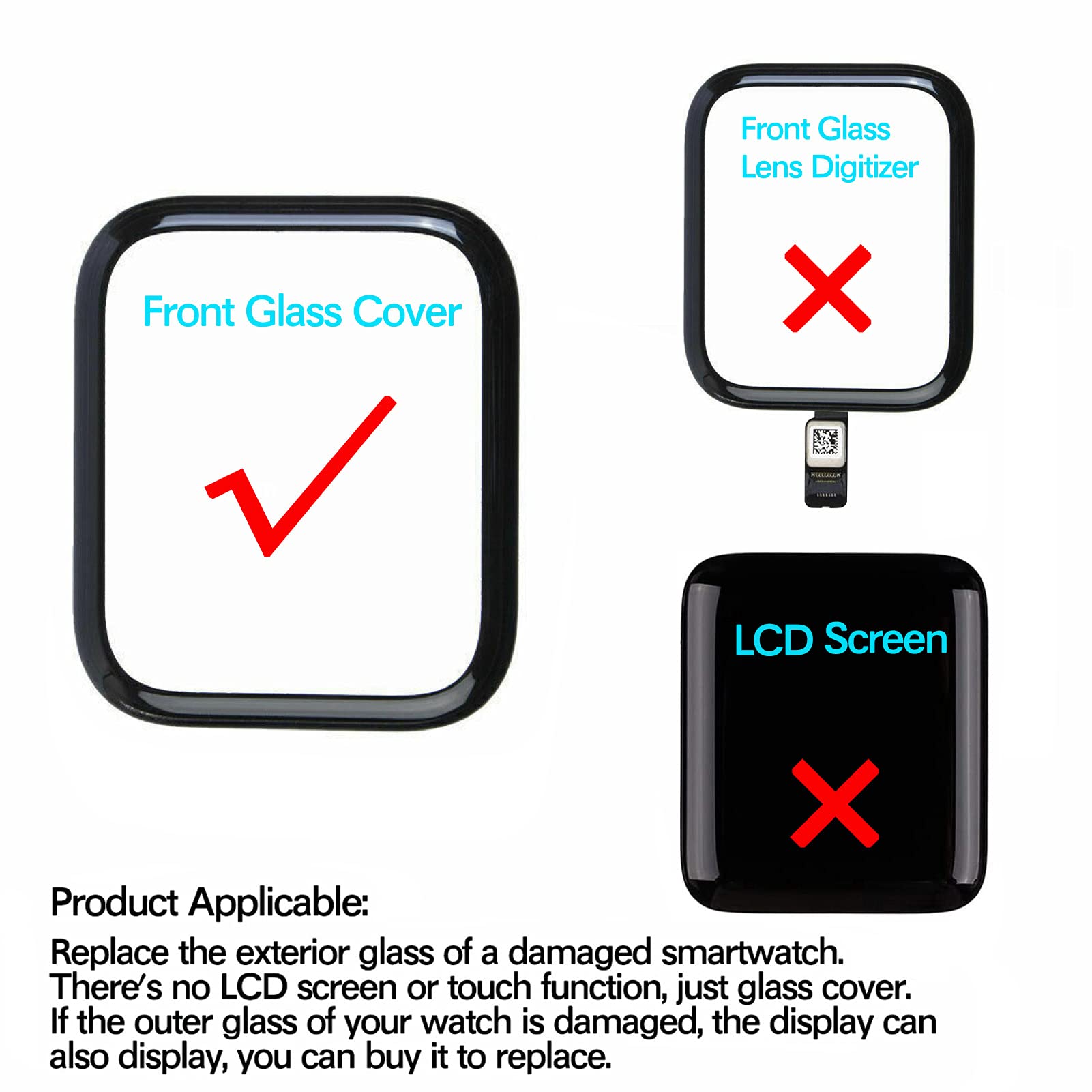 Zgxhga Compatible With Apple Watch Series 4 44Mm Screen Replacement   Front Lcd Glass Lens Replacement Repair Kit & Watch Glass