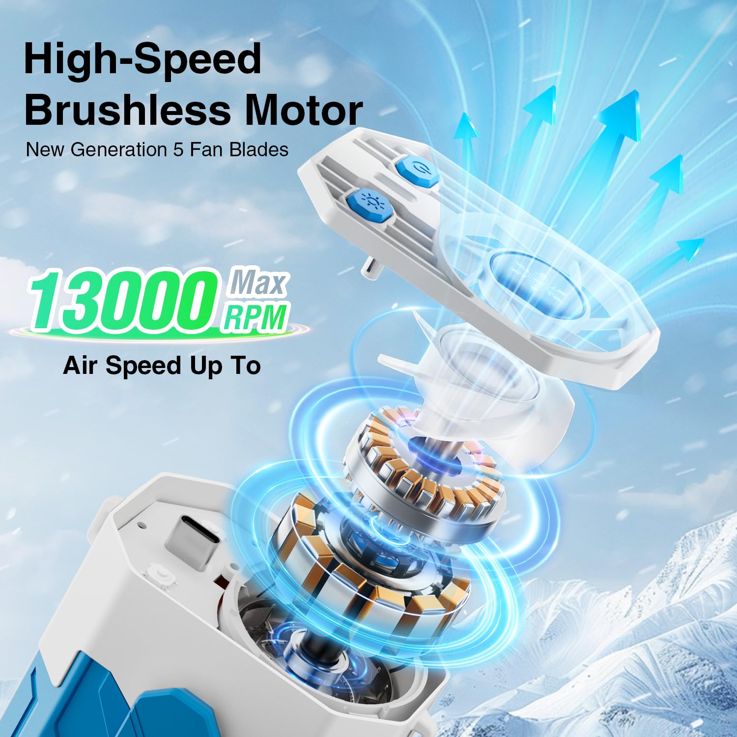 Portable Fan 4000Mah Rechargeable, 4 Speeds 13000Rpm Strong Airflow, Personal Waist Fan With Max 24H Working Time, Wearable Clip