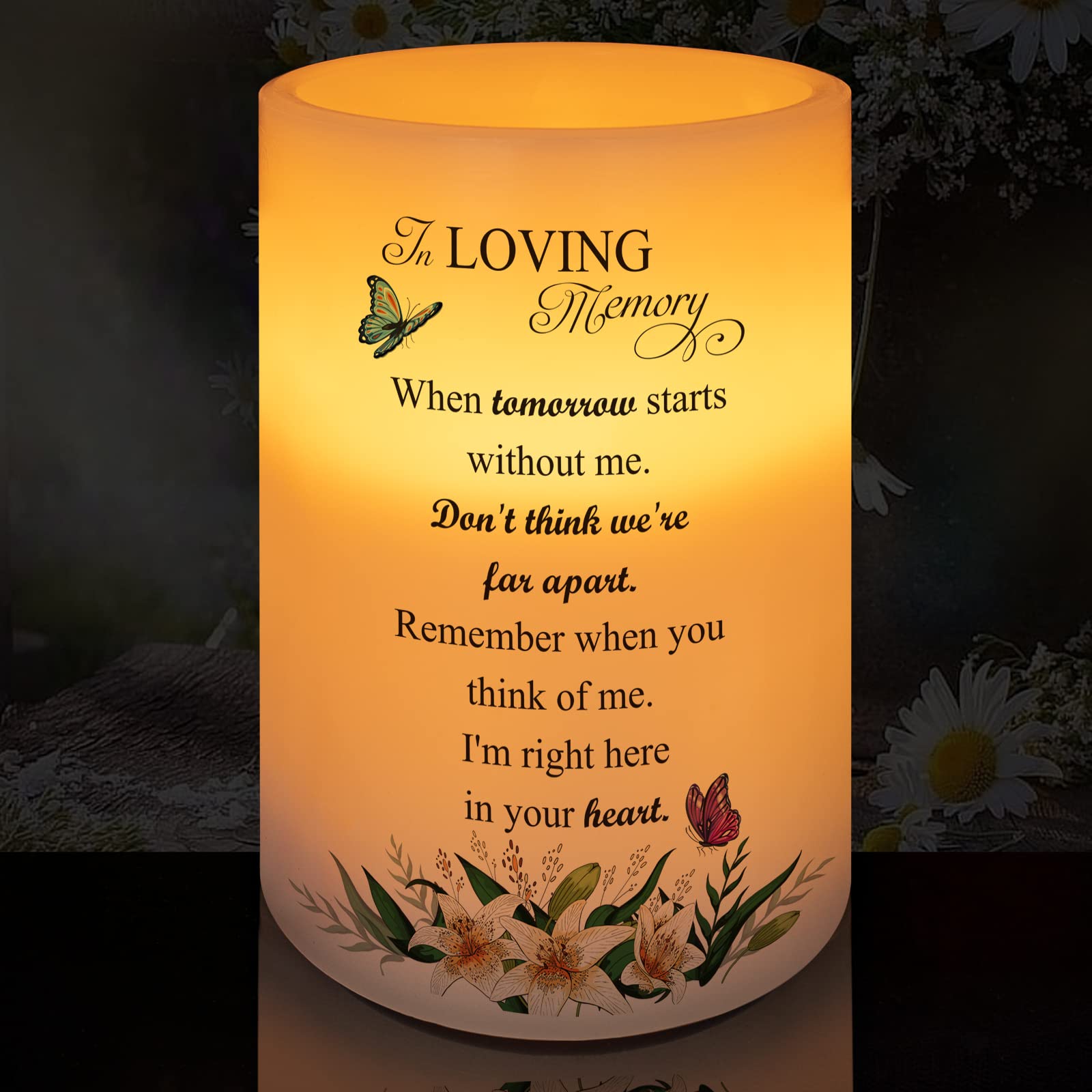 Hn Haiinaa Flameless Candle Real Wax Led Light With Timer Sympathy Gift For Loss Of Loved One Memorial Gifts For Loss Of Mother