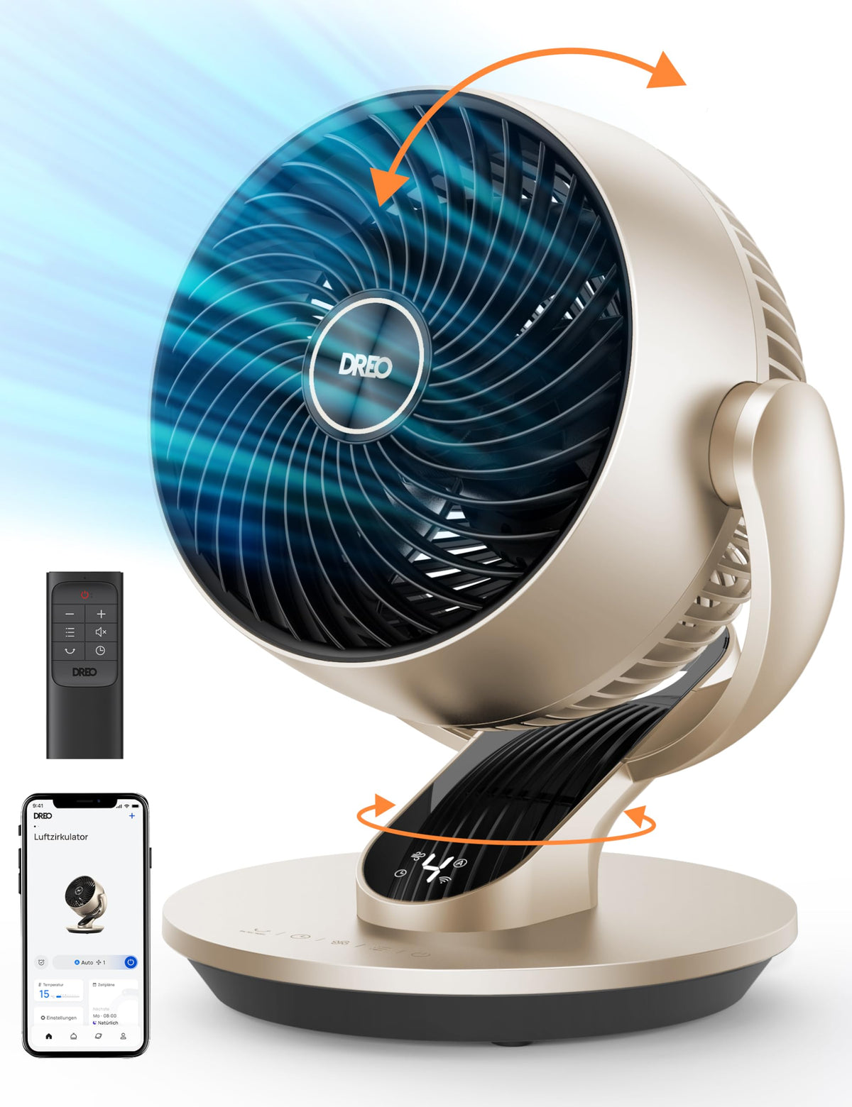 Dreo Smart Desk Fan For Bedroom, 13'' H Whole Room Air Circulator Fan, 120 Vertical Manual +90 Oscillating Fan With Voice/Google