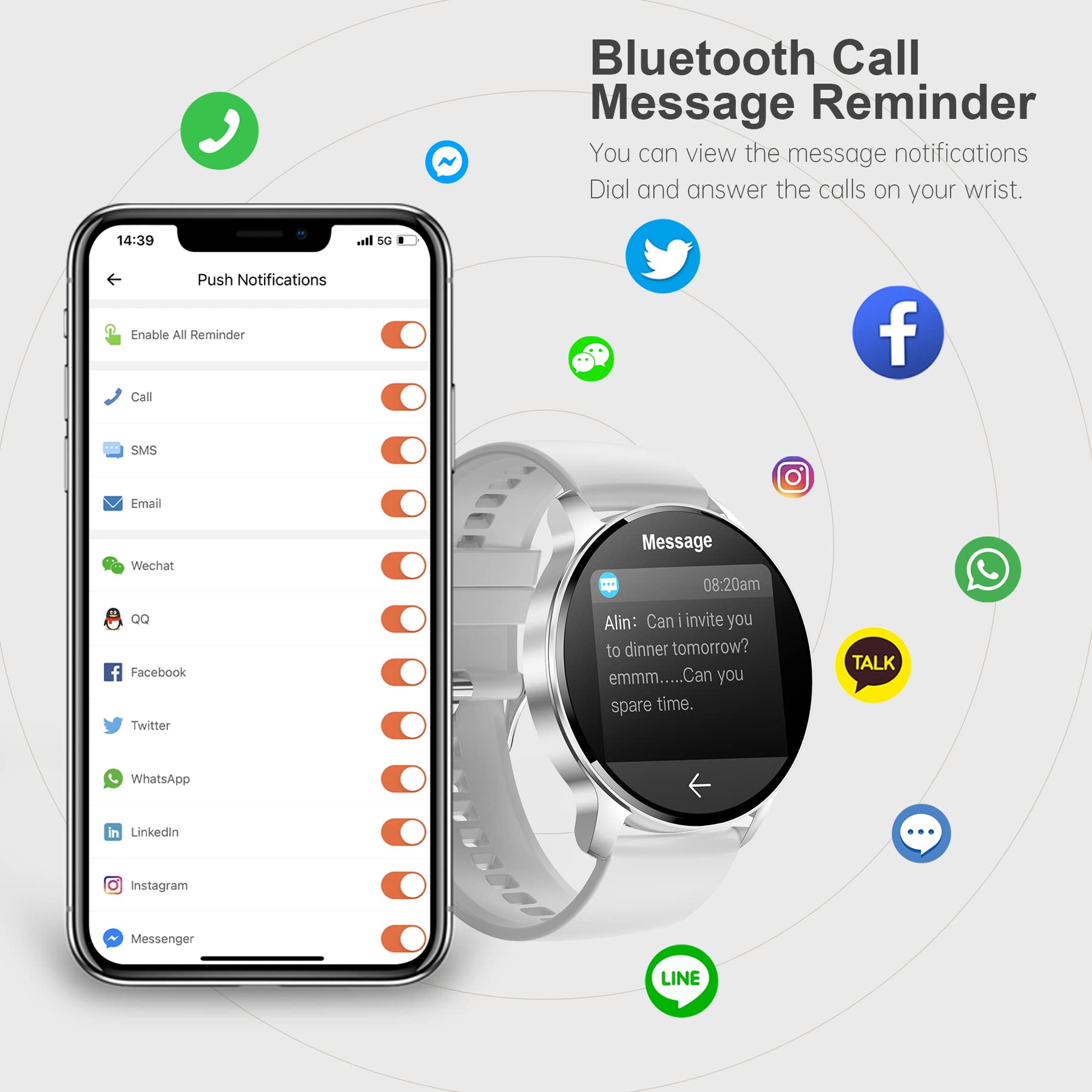 Lefitus Smart Watch For Men Women, Bluetooth Smartwatch Make/Receive Calls, 1.32 '' Touch Screen Waterproof Women Fitness Watch