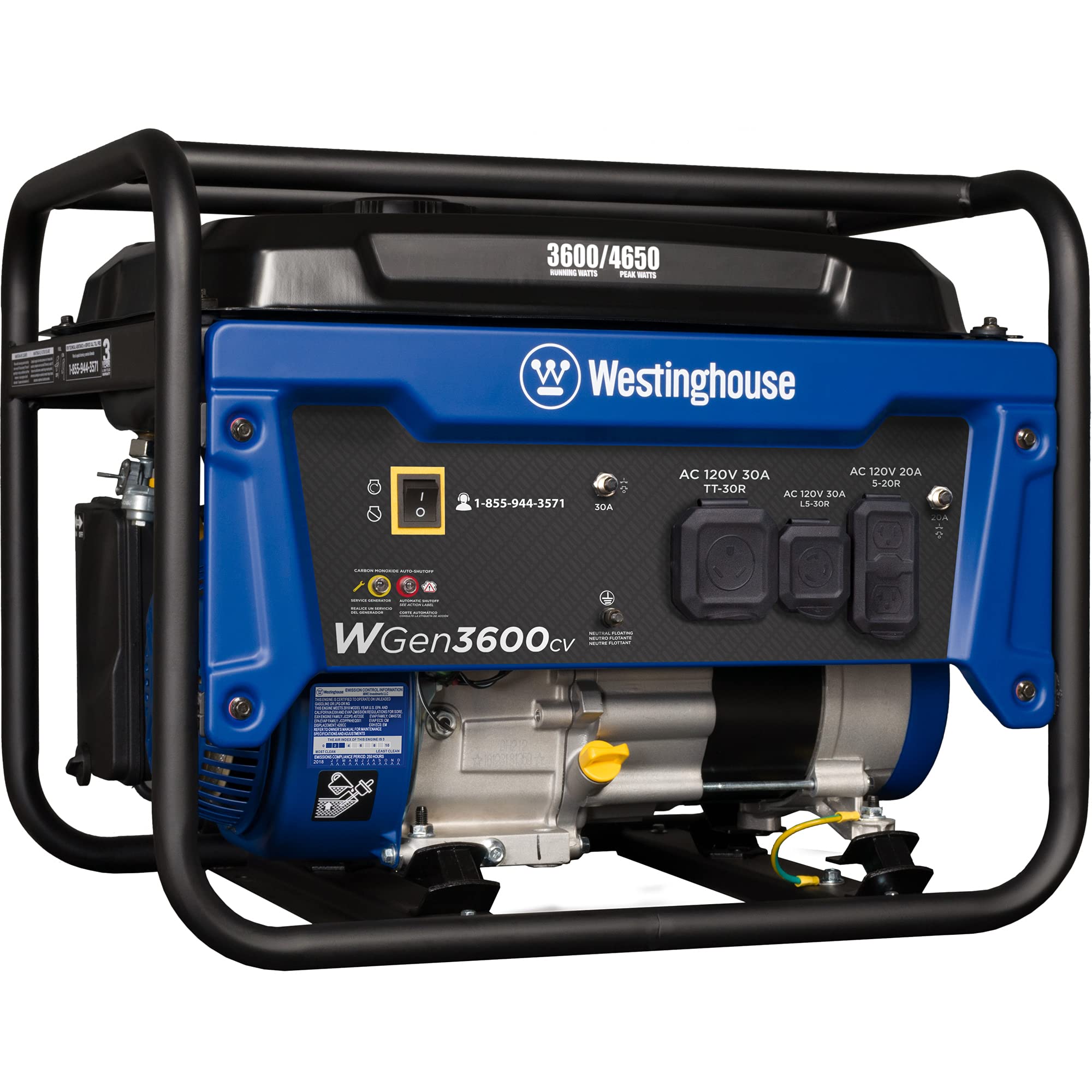 Westinghouse 4650 Peak Watt Portable Generator, RV Ready 30A Outlet, Gas Powered, CO Sensor