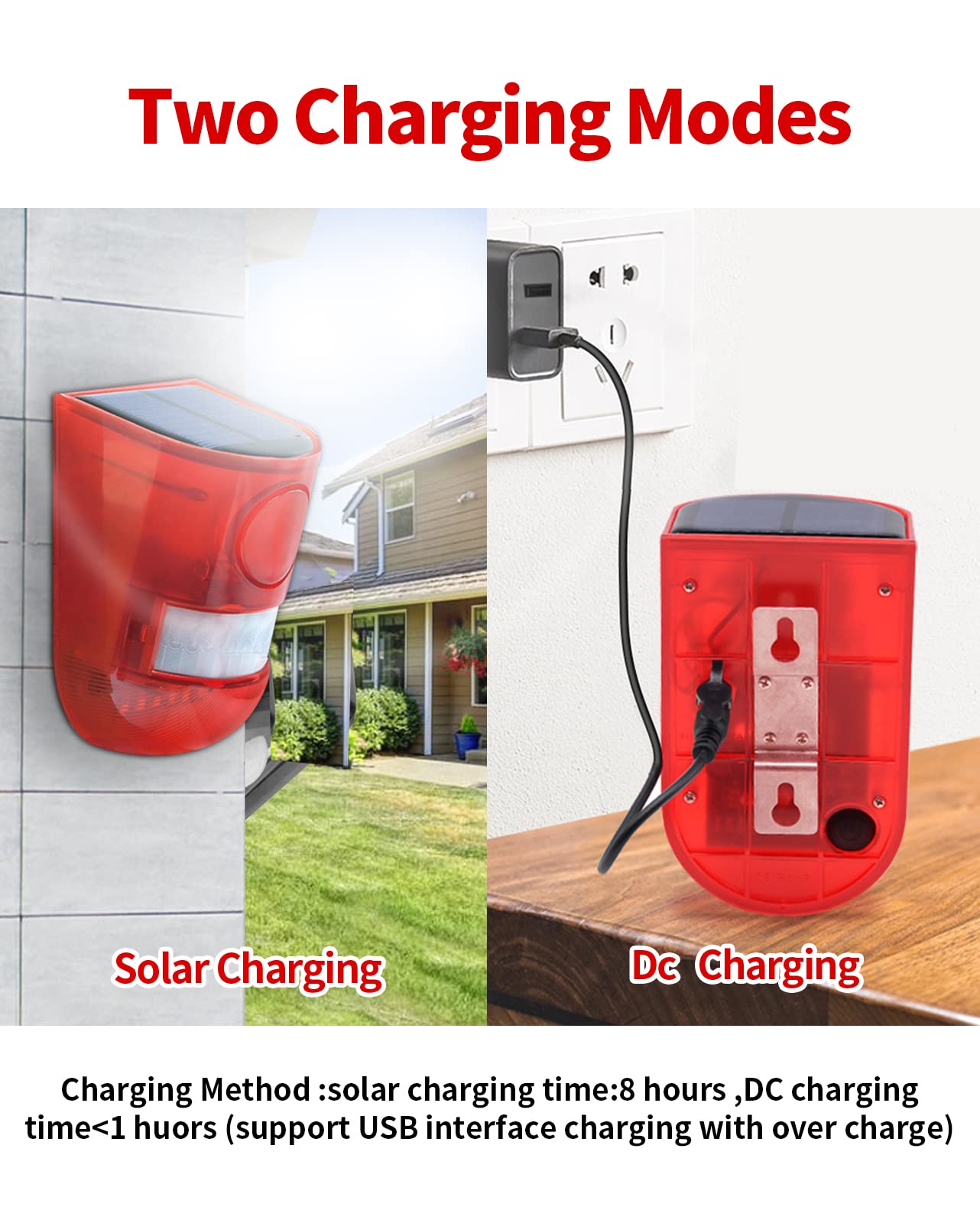 Chunhee Solar Sound & Light Alarm Outdoor Motion Sensor 129Db Siren Sound Alert & 6Leds Flash Warning Security Alarm System For Villa, Farm, Chicken Coop,Yard, Garden