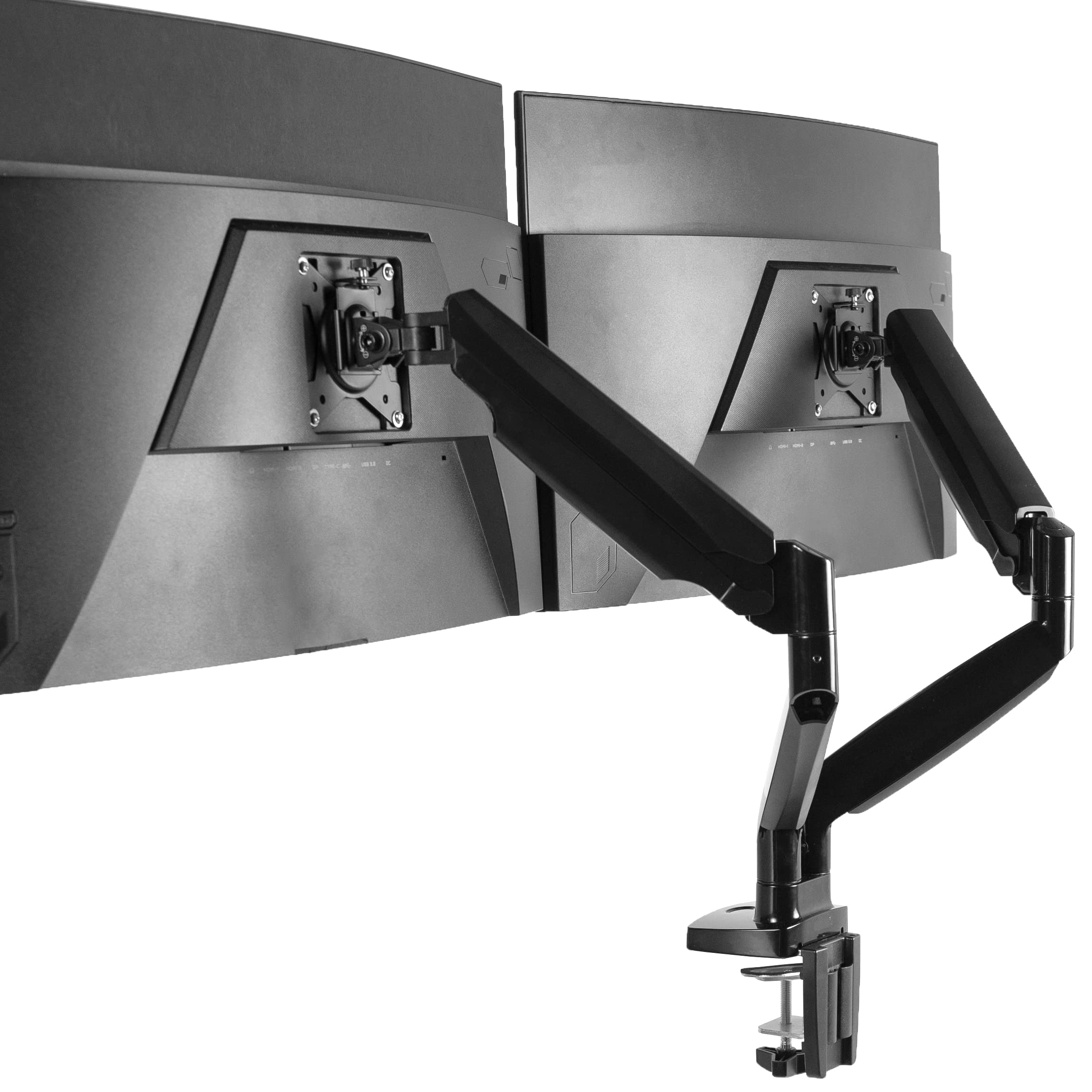 VIVO Premium Aluminum Heavy Duty Dual Monitor Arm for Ultrawide Monitors up to 35 inches and 24 lbs Each, Desk Mount Stand, Pneumatic Height, Max VESA 100x100, Black, STAND V202Q