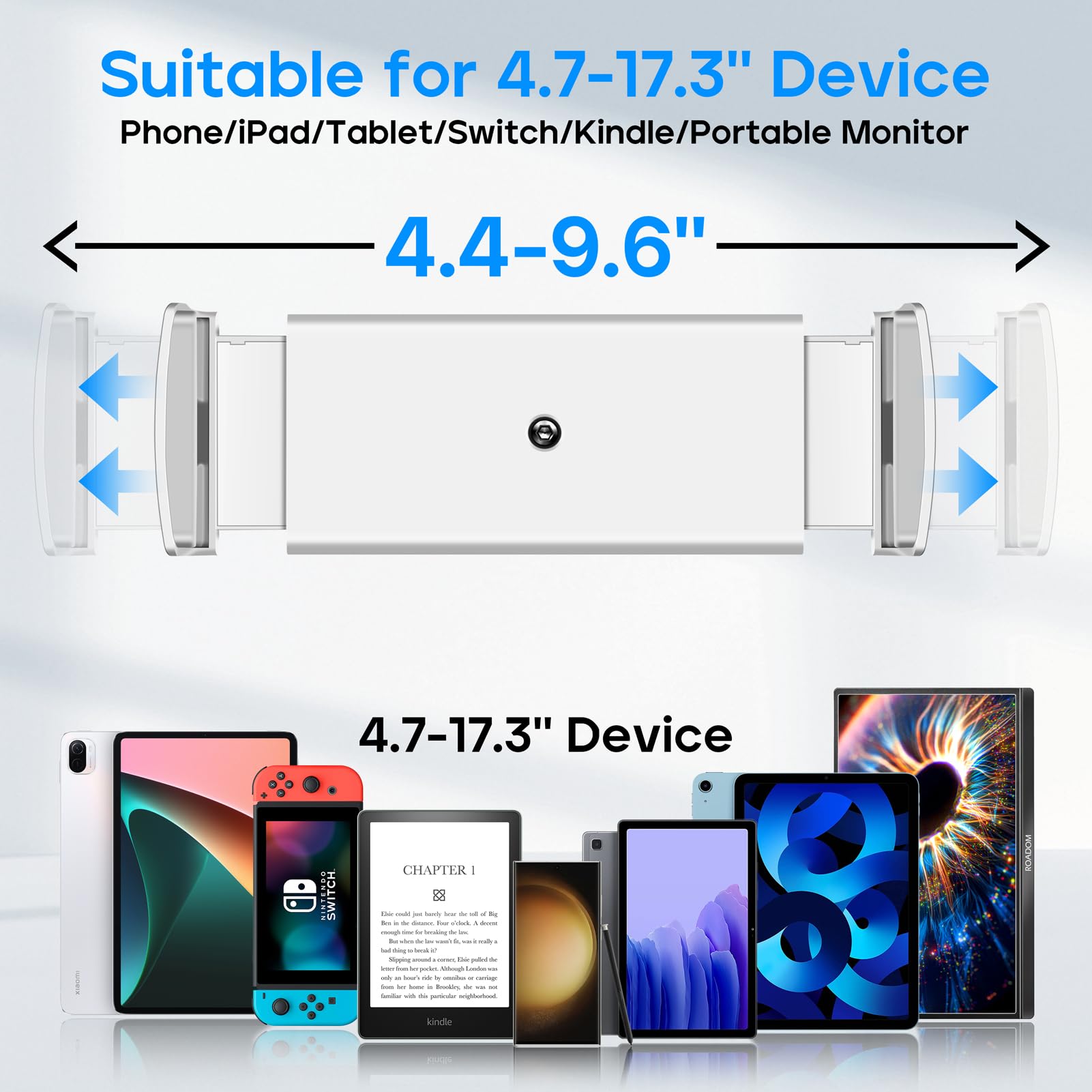 Roadom Tablet Stand For Desk, Adjustable 360 Swivel Bracket, 180 Tiltable Clamp,Foldable Tablet Holder For 4.7 17.3'' Phone/Ipad