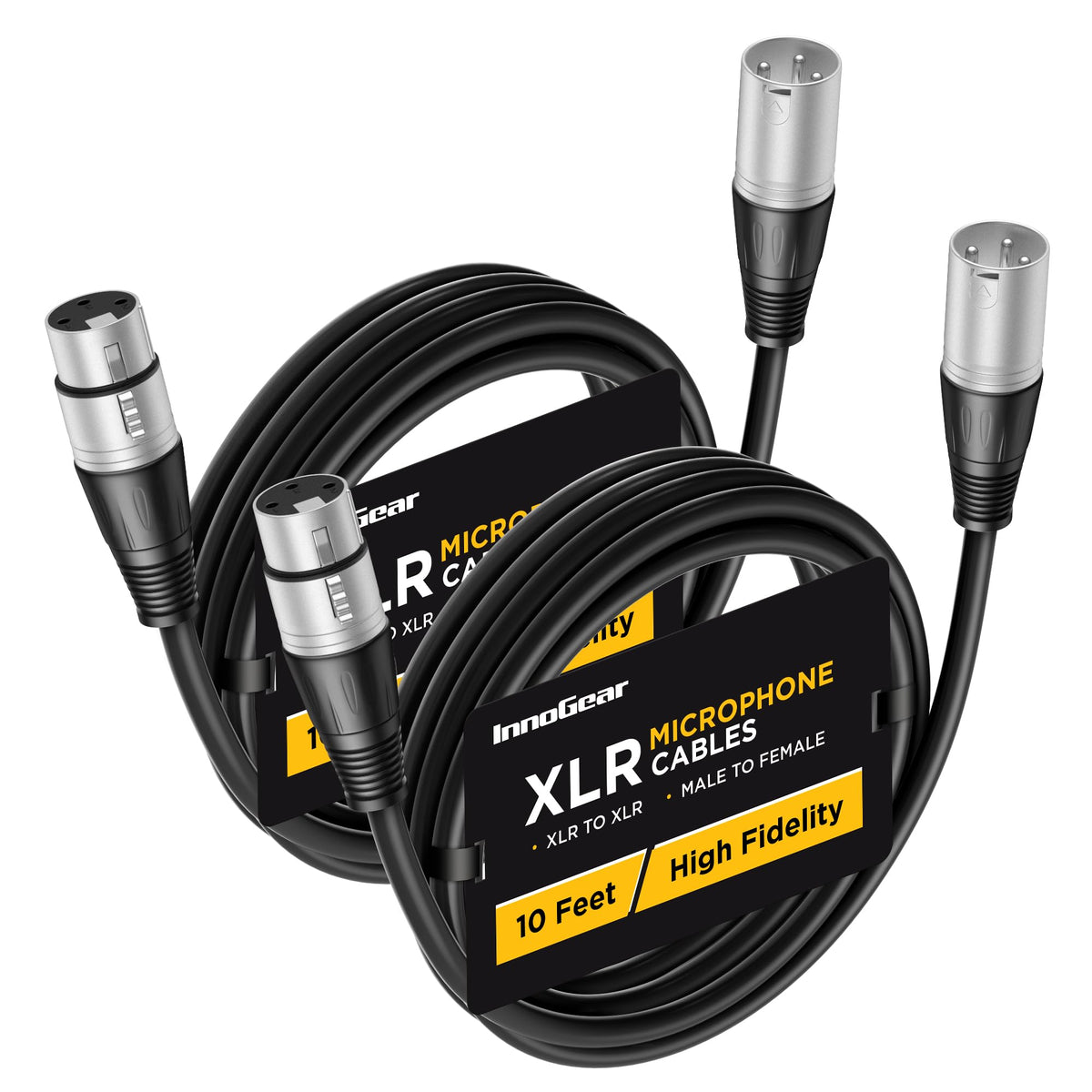 Innogear Xlr Microphone Cables, 10 Feet 2 Pack Oxygen Free Copper Male To Female 3 Pin Balanced Xlr Mic Cables Cord For Speaker