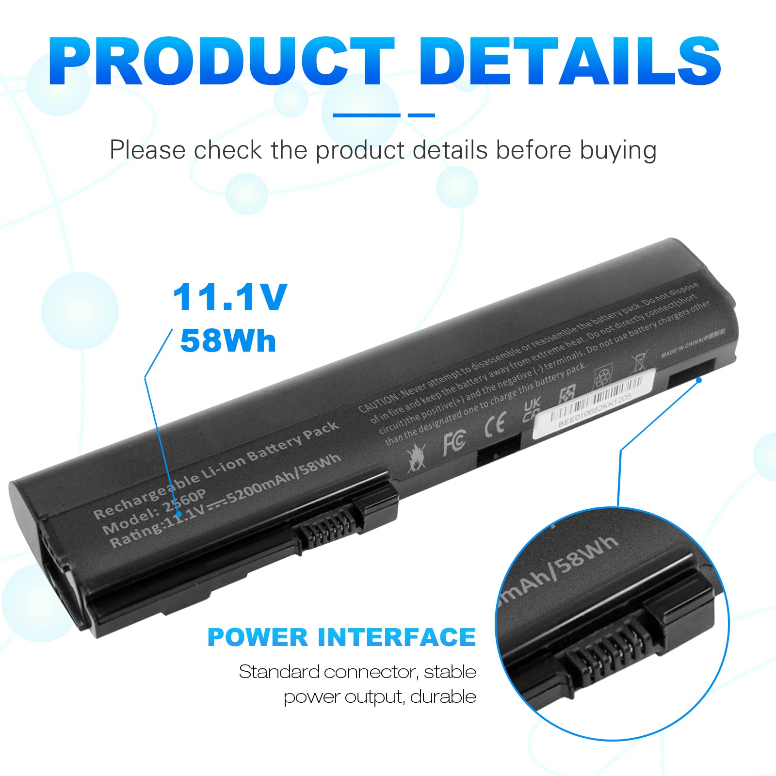Futurebatt New 5200Mah Laptop Battery For Hp Elitebook 2560P 2570P Sx03 Sx06 632423 001 Hstnn Db2K
