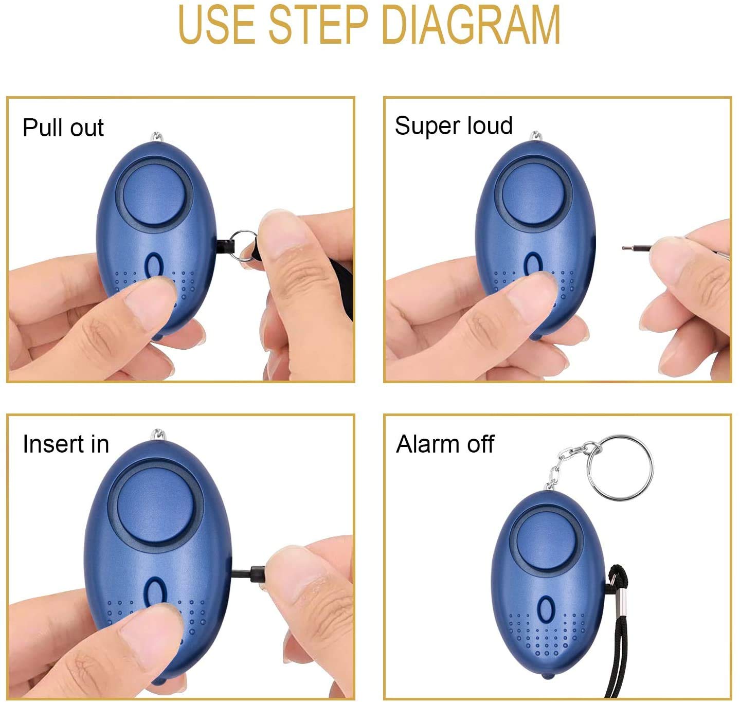 Kosin Safe Sound Personal Alarm, 3 Pack 145Db Personal Security Alarm Keychain With Led Lights, Emergency Safety Alarm For Women