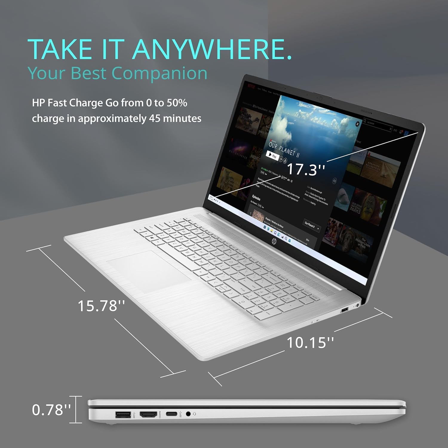 Hp 2023 Newest Laptop, 17.3'' Hd+ Display, Intel Core I3 1125G4 Processor, 8Gb Ram, 256Gb Ssd, Intel Uhd Graphics, Bluetooth, We