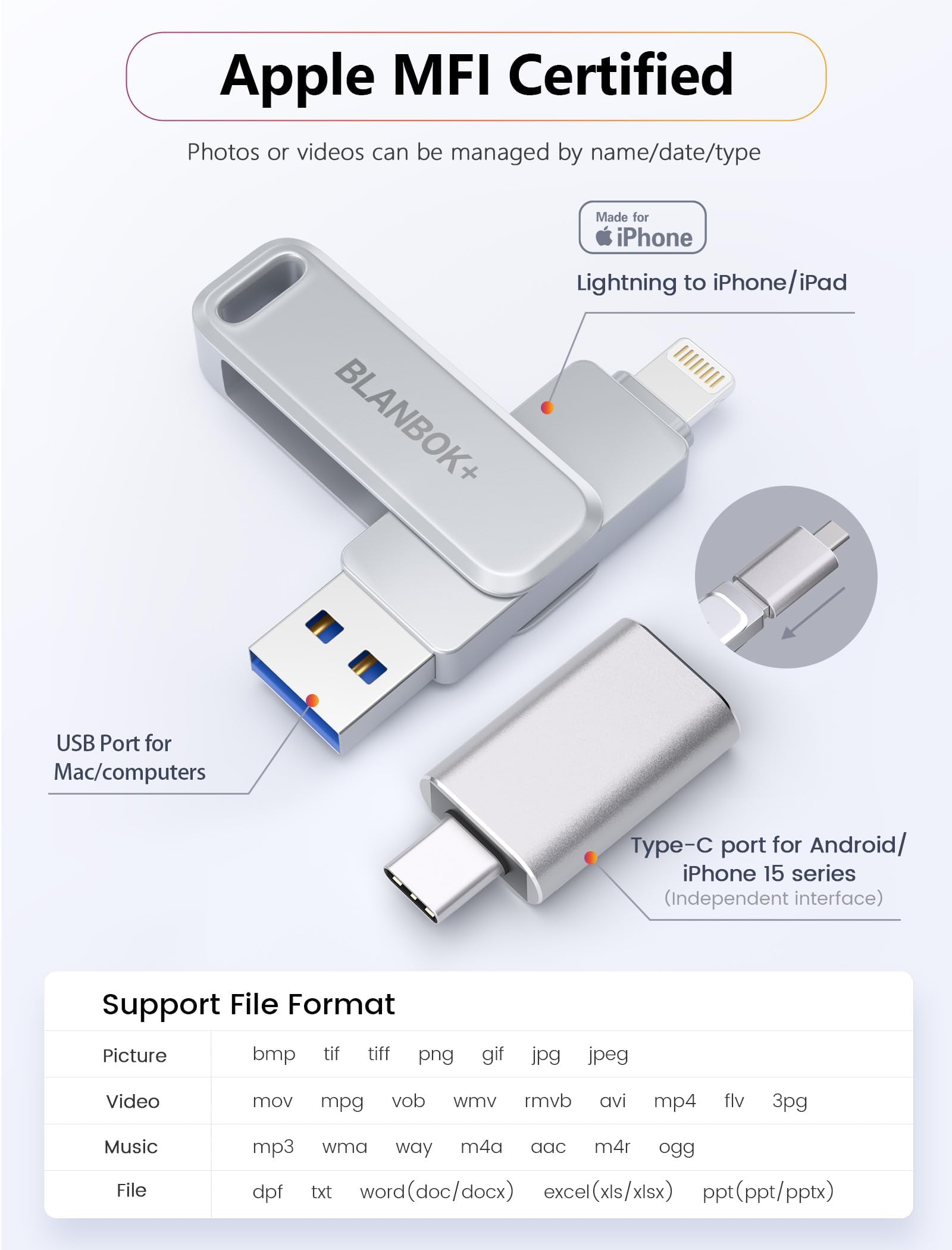 Mfi Certified 512Gb Flash Drive Thumb Drives Usb Memory Stick High Speed Jump Drive, Portable Photo Stick External Storage Iphon