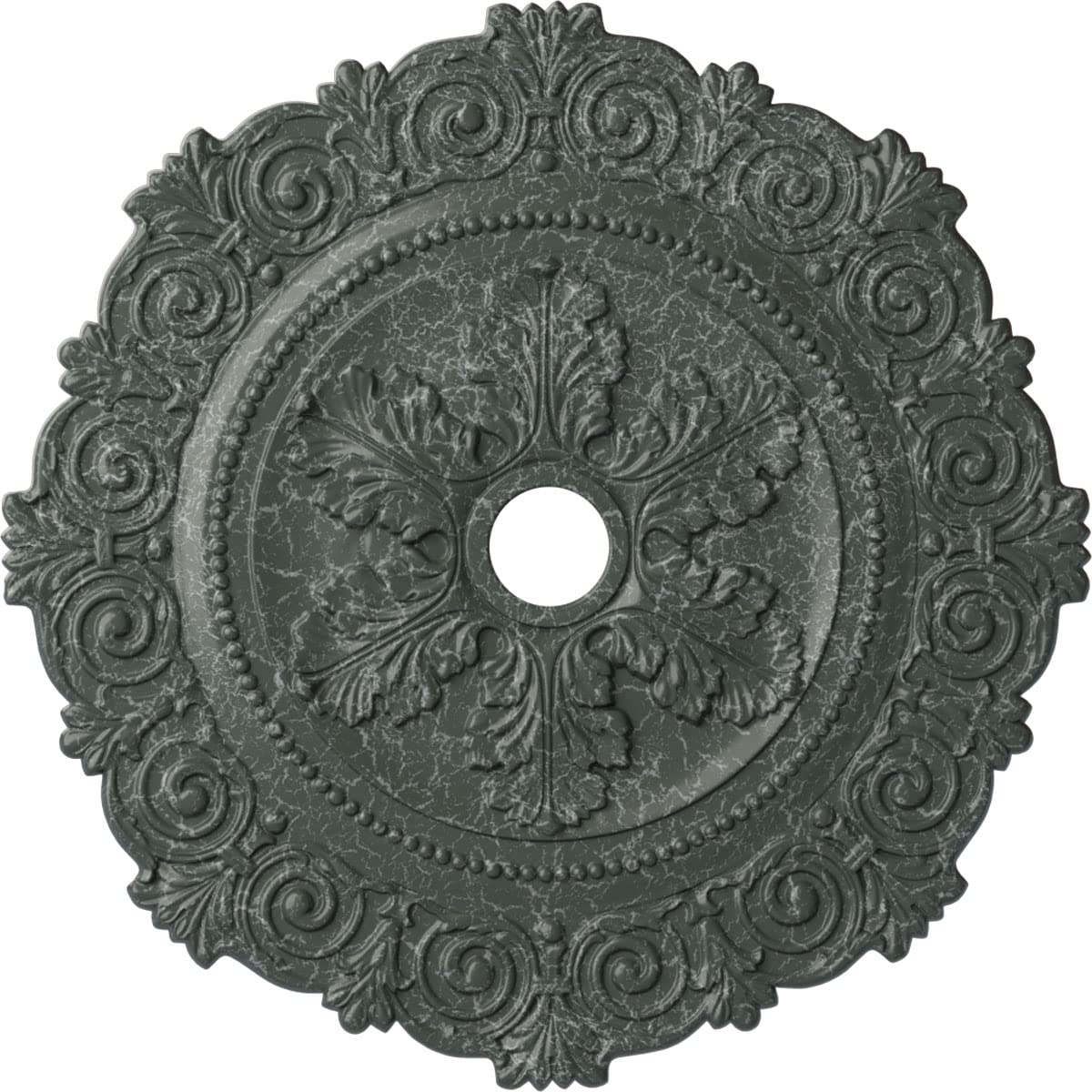 33 1/4OD x 3 5/8ID x 1P Scroll Medallion (Fits Canopies up to 3 5/8), Hand-Painted Athenian Green Crackle