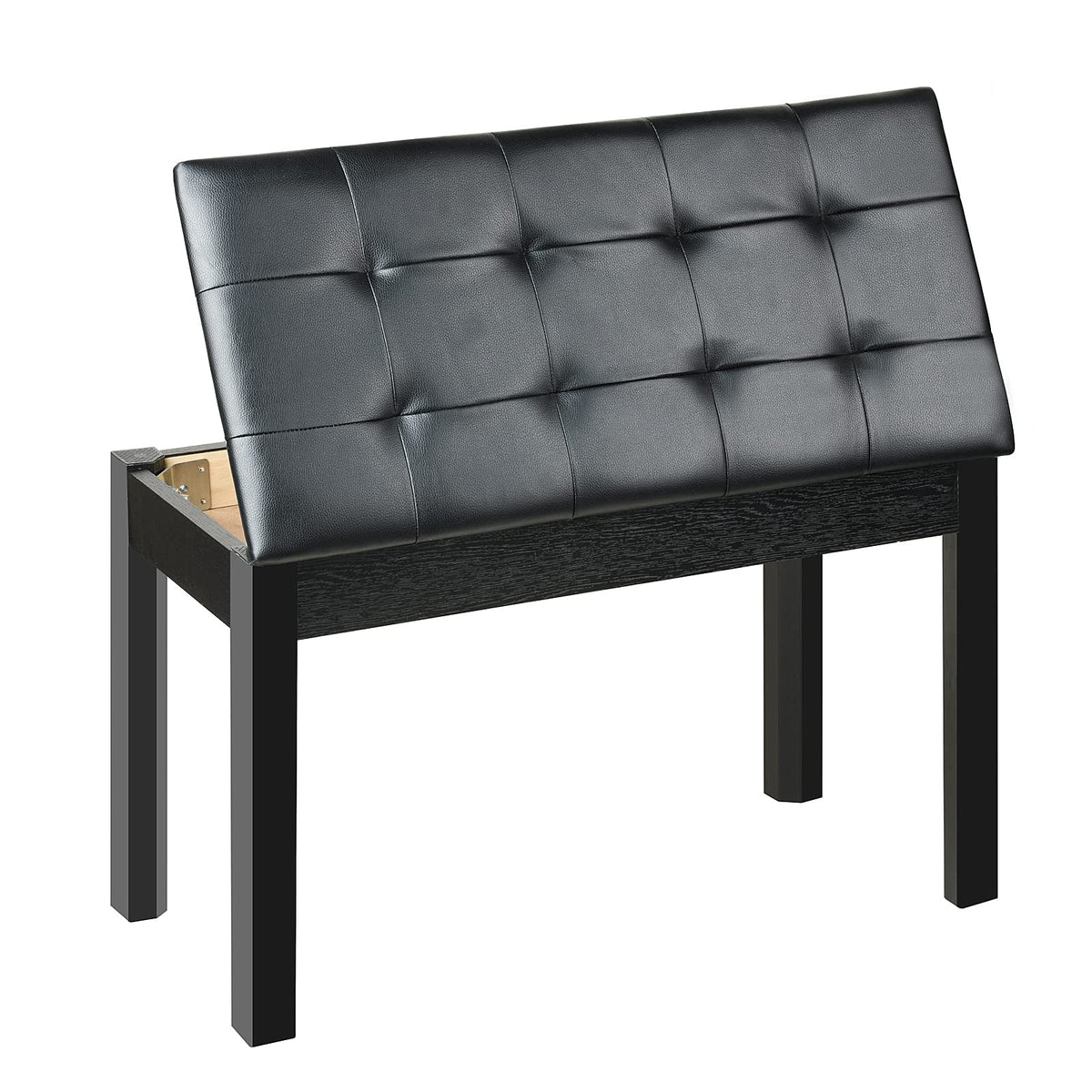 Zhruns Duet Piano Bench Wooden Keyboard Bench With Storage And Padded Cushion (Black)