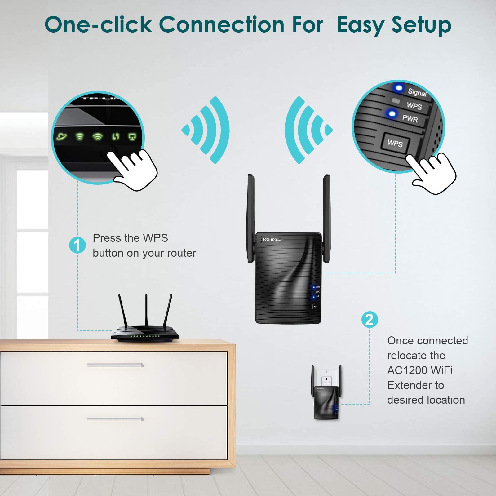 Wifi Extender 1200Mbps   Signal Booster For Home, Wifi Extenders, 5Ghz & 2.4Ghz Dual Band Wifi Repeater, 1,290Ft/120M Coverage W