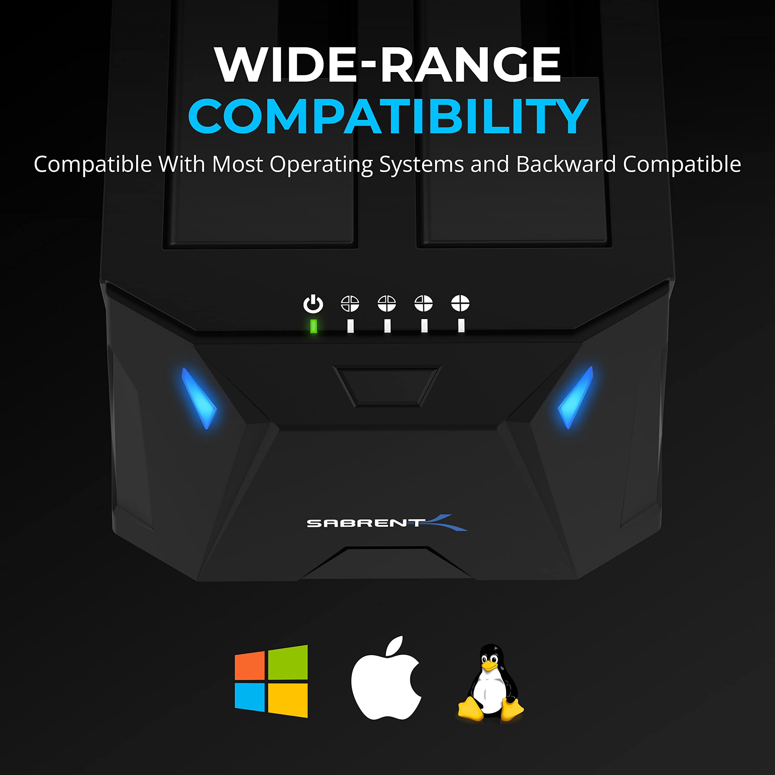 Sabrent Usb 3.0 To Sata I/Ii/Iii Dual Bay External Hard Drive Docking Station For 2.5 Or 3.5In Hdd, Ssd With Hard Drive Duplicat