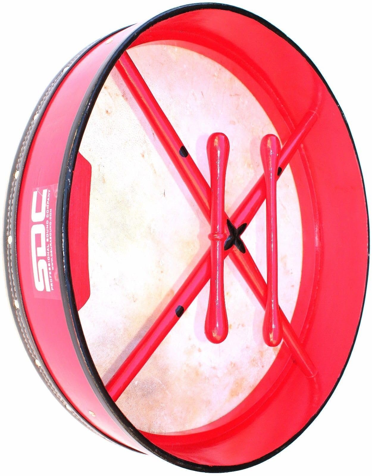 Deura Red Bodhran Drum Irish Celtic18inch Inch With 2 Tippers