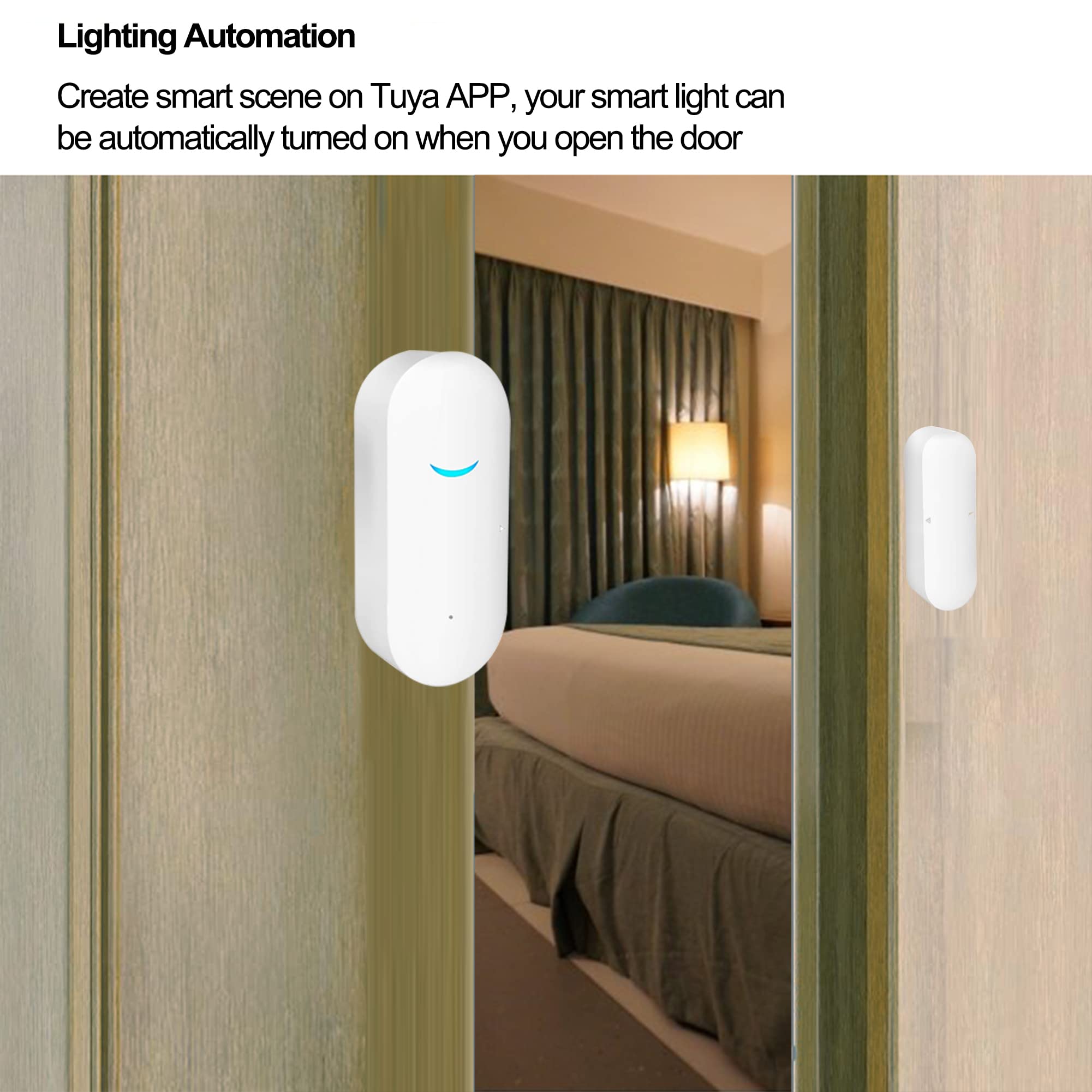 Wifi Door Sensor, Tuya Smart Door Window Sensor,Wireless Window Sensor Real Time Alarm Compatible With Alexa Google Assistant,Ho