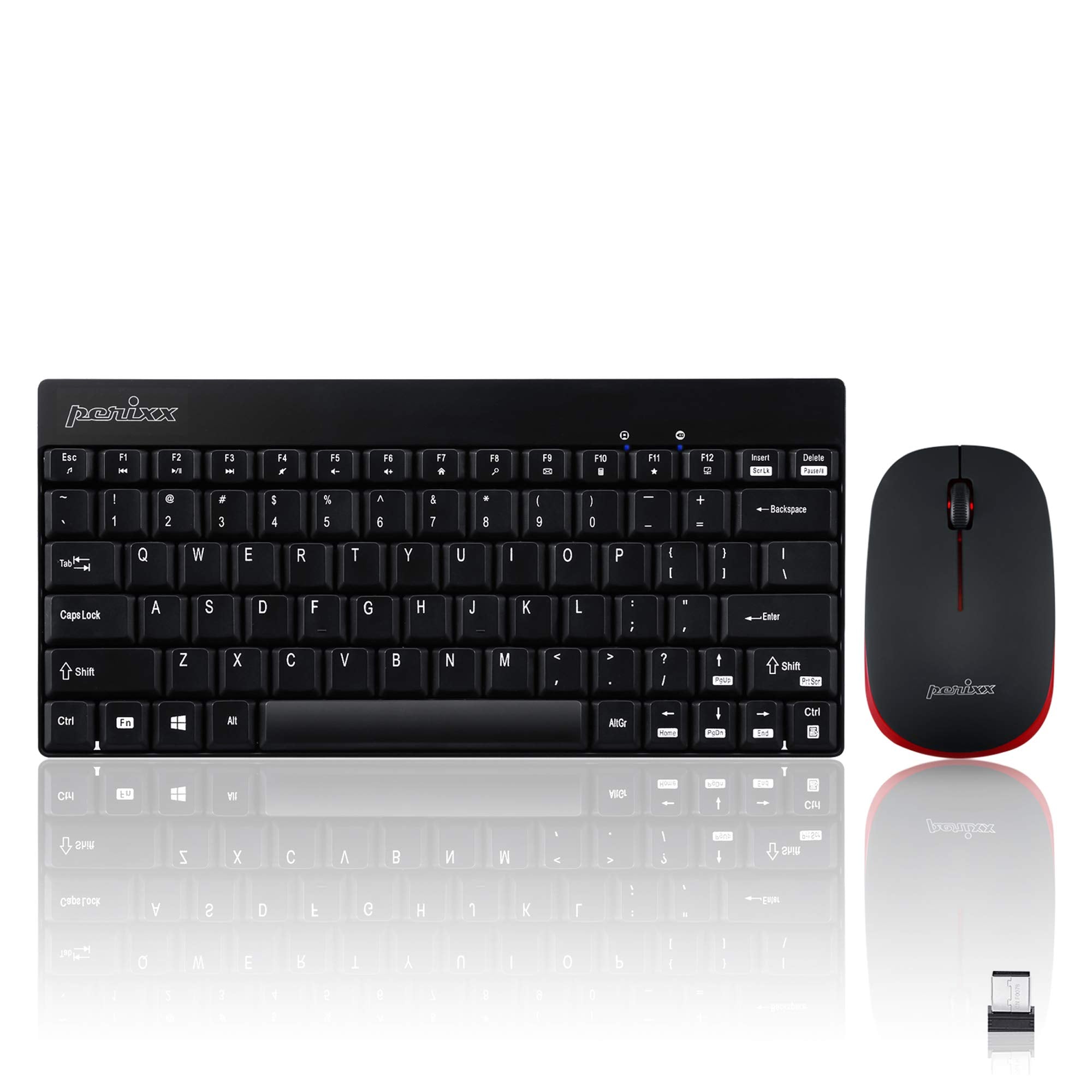 Perixx Periduo 712B Wireless Mini Keyboard And Mouse Set, Black, Us English Layout