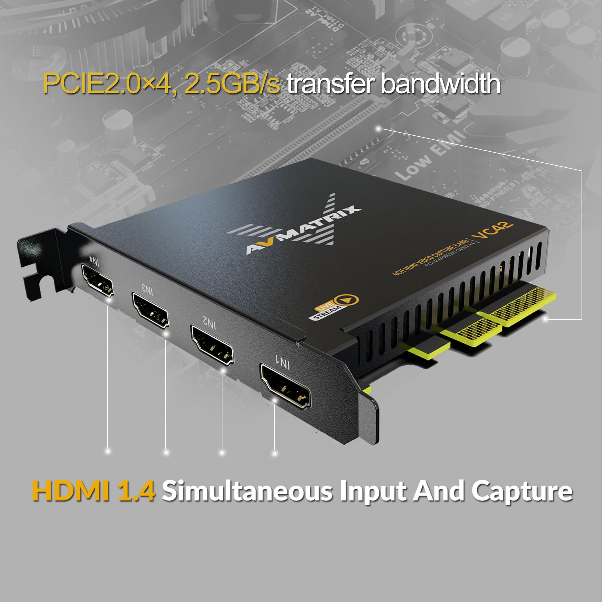 Avmatrix 1080P60 4 Pci E Capture Card Live Stream And Record With Ultra Low Latency On Ps5, Ps4 Pro, Xbox Series X/S, Xbox One X