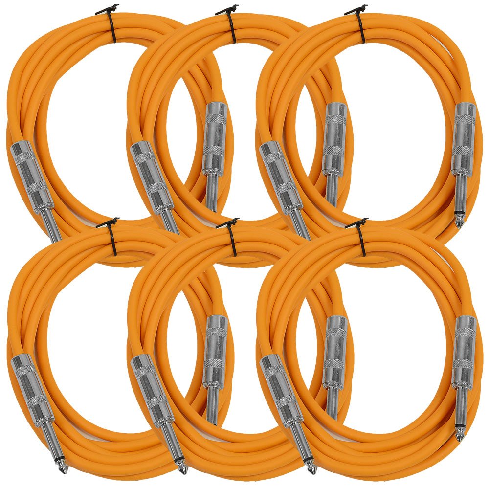 Seismic Audio Sastsx-10Orange-6Pk 10-Feet Ts 1/4-Inch Guitar, Instrument, Or Patch Cable, Orange
