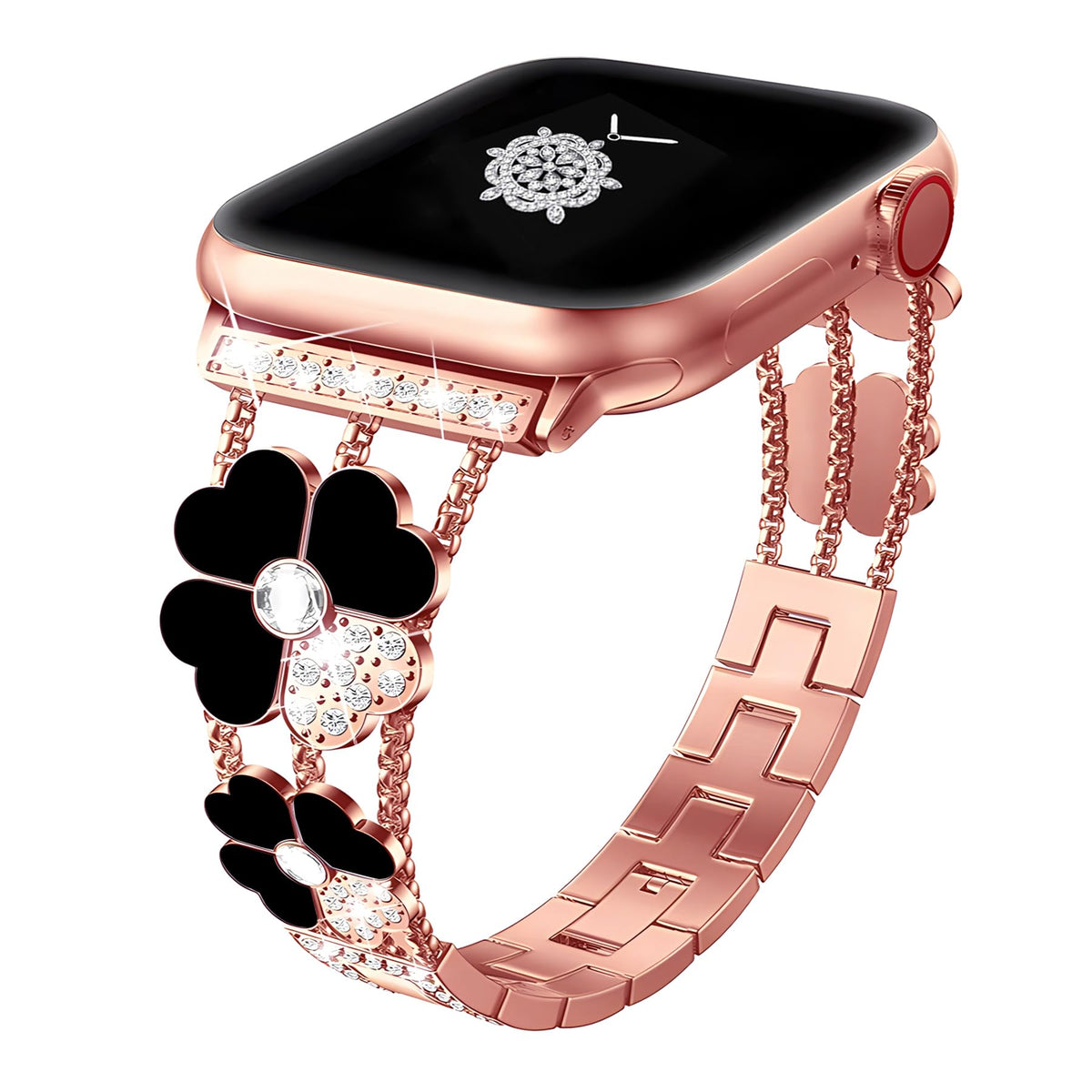 Kolgios 38/40/41Mm Rosegold Women Fashion Four Leaf Clover Lucky Band Compatible For Apple Watch Series 9/8/7/Se/6/5 Classy Blin