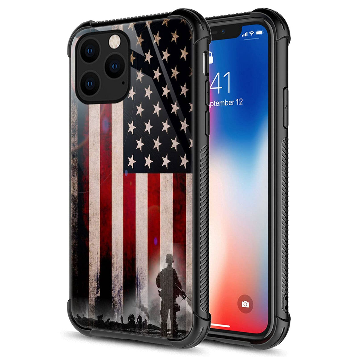 Carloca Compatible With Iphone 13 Case,Us Sunshine Soldiers Patriotic Graphic Design Shockproof Anti Scratch Drop Protection Cas