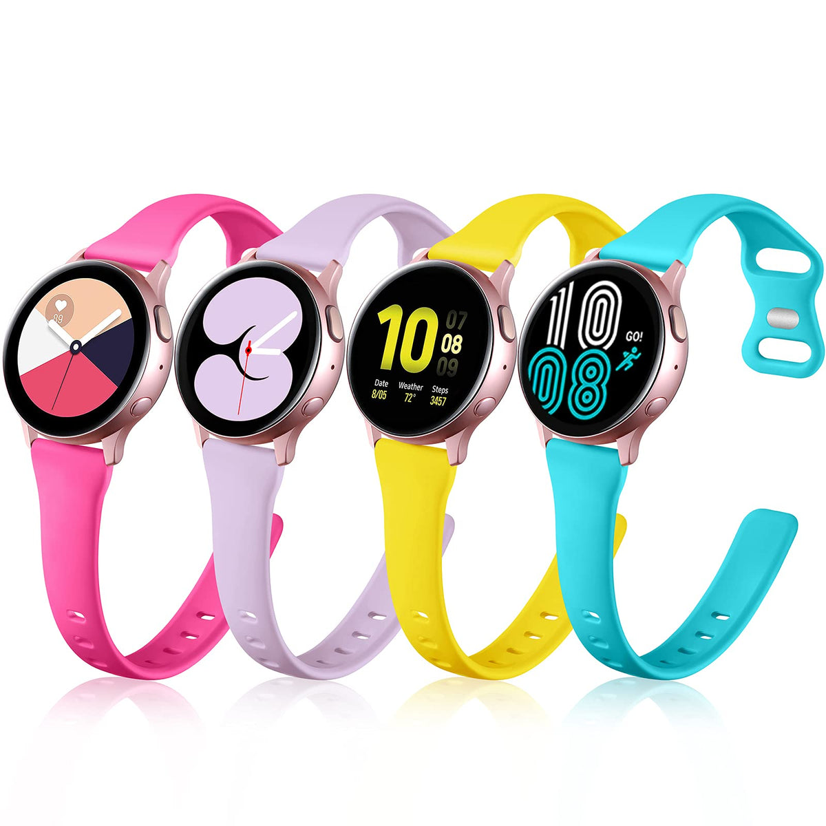 Geak Compatible For Samsung Watch 4 Bands/Samsung Watch 5 Bands 40Mm 44Mm/Watch 5 Pro 45Mm,20Mm Soft Slim Silicone Replacement B