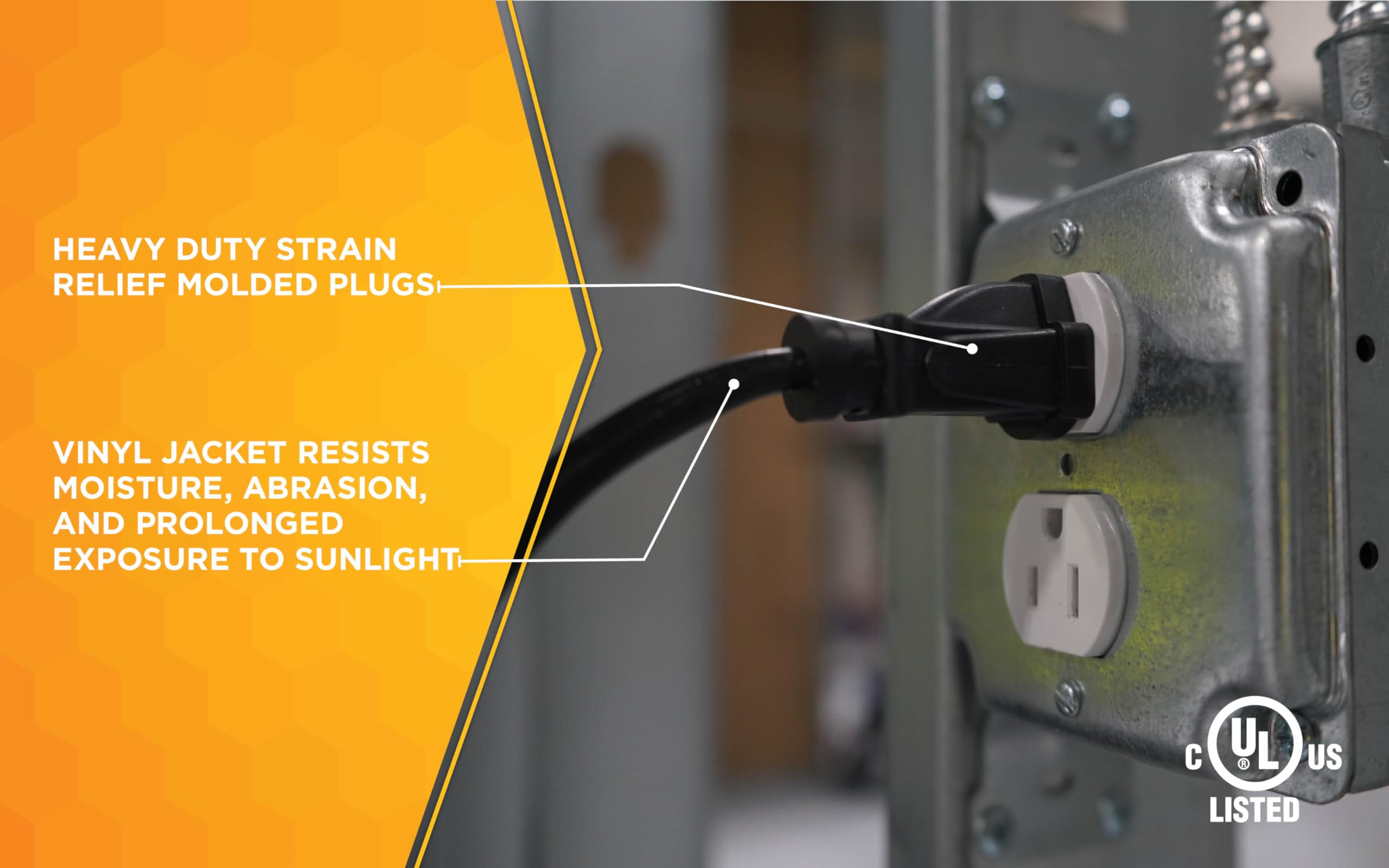 Woods General Purpose Outdoor/Indoor Extension Cord (8 Ft, Black), 260