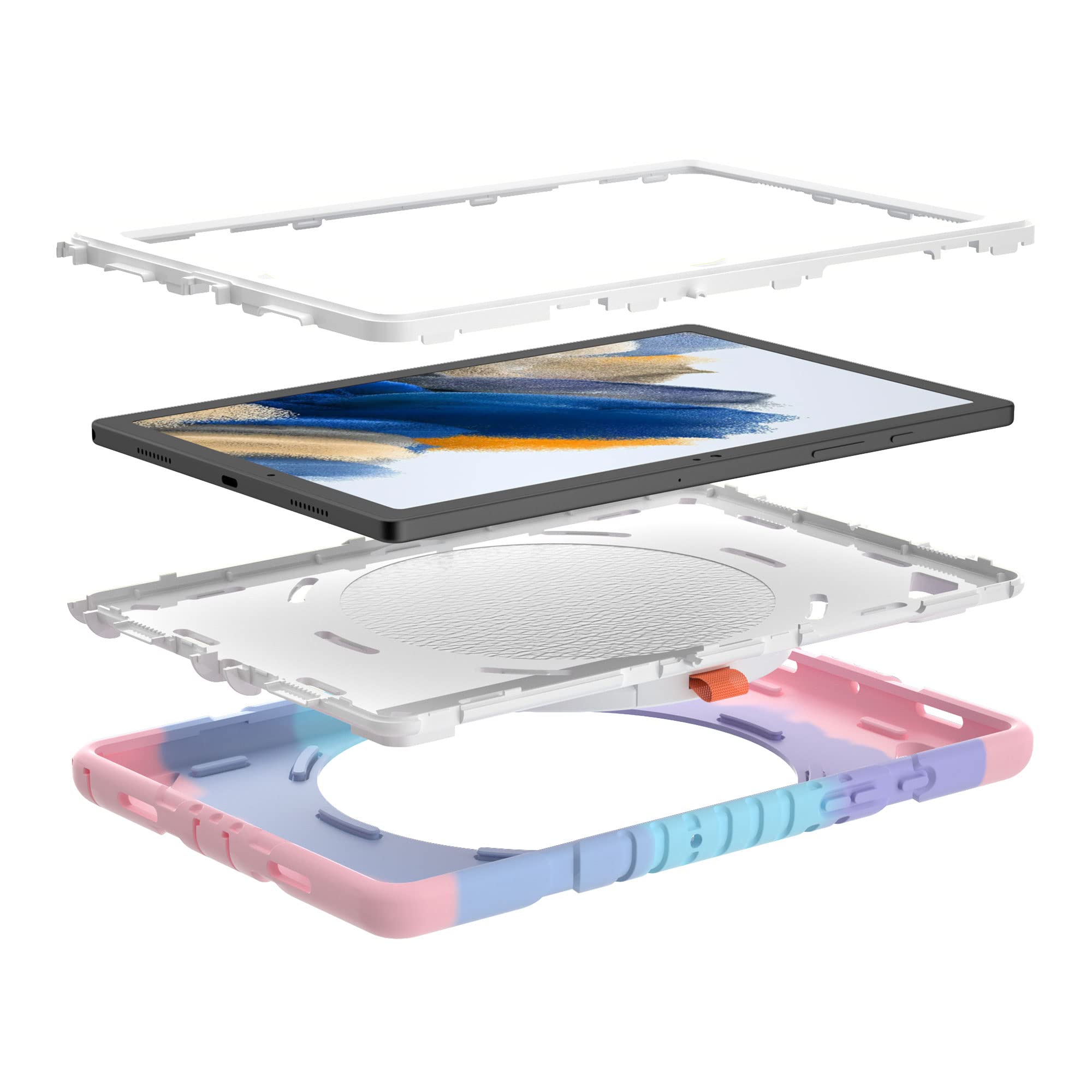 Xzc Samsung Galaxy Tab A8 Case 10.5'' 2022 (Sm X200/X205/X207) Heavy Duty Shockproof Rugged Cover With Rotating Stand/Pencil Hol