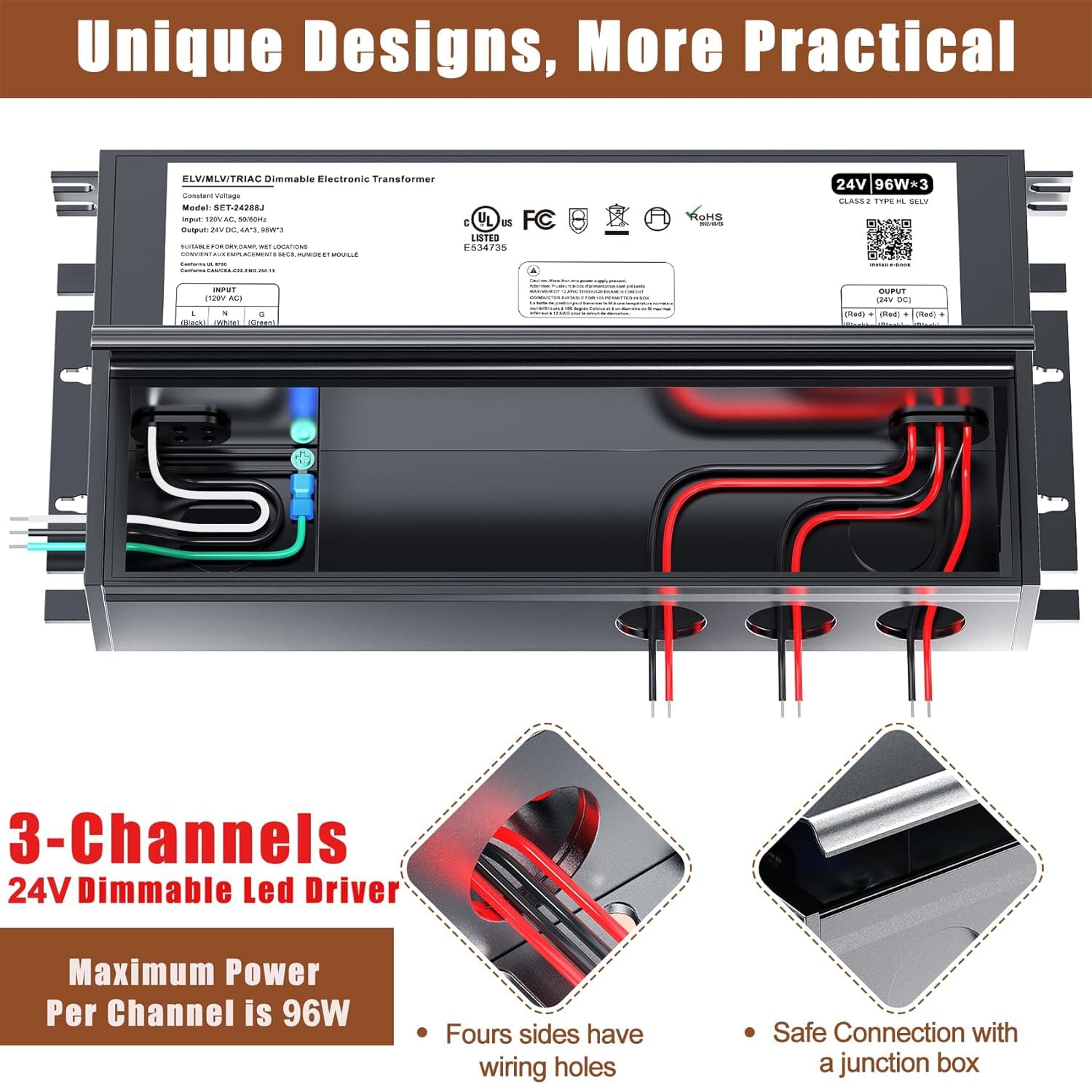 24V Dimmable Led Driver, 288W Triac Elv/Mlv Led Transformer Compatible With Lutron&Leviton Switches, Dimmable Led Power Supply 2