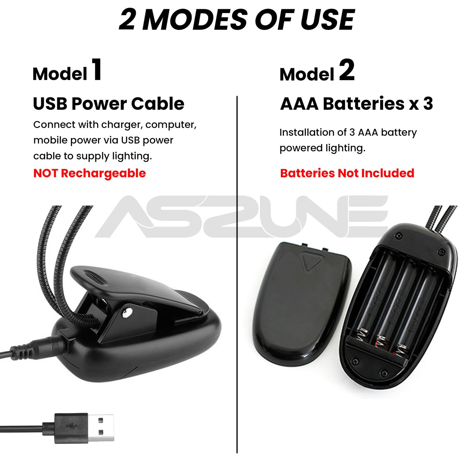 6Pack Music Stand Light Clip On Led Book Lights, Usb And Aaa Battery Operated, Reading Lamp In Bed, 2 Brightness Levels, Ideal F