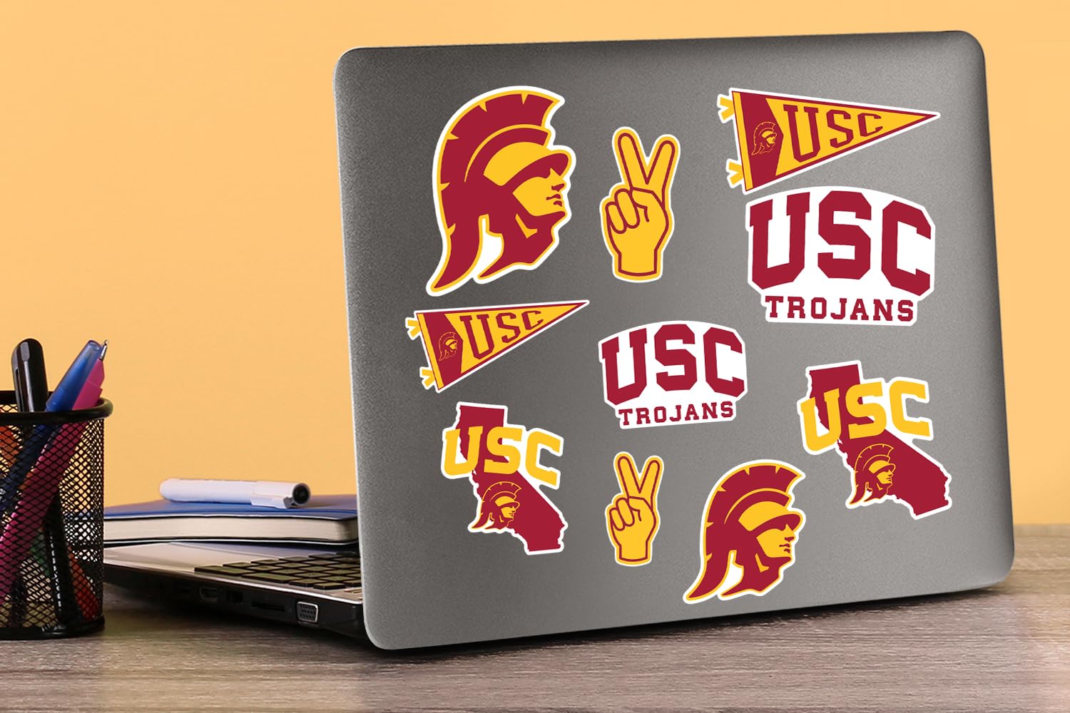 Usc University Of Southern California Mixed 50Ct Vinyl Large Deluxe Stickers Variety Pack   Laptop, Water Bottle, Scrapbooking,