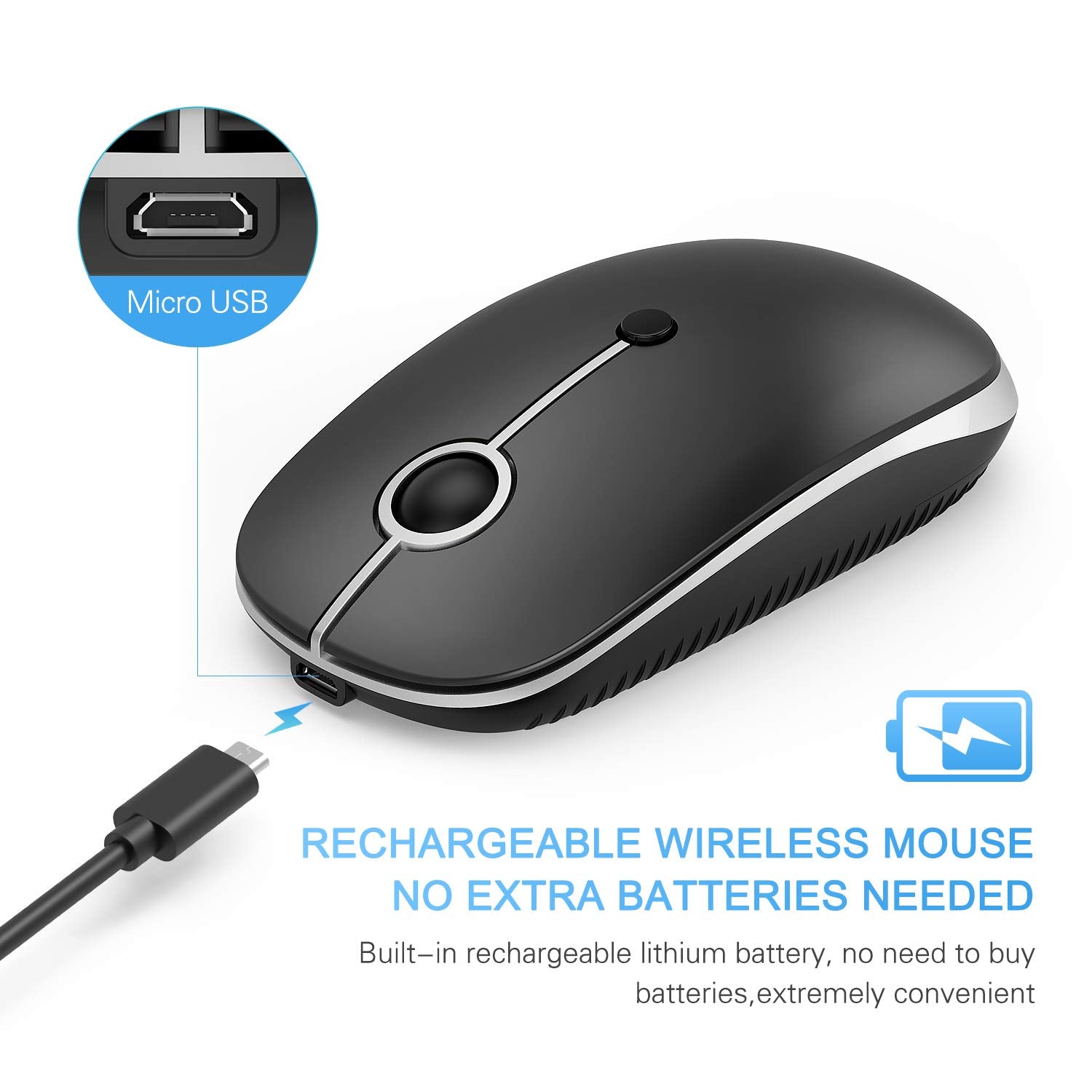 Vssoplor Type C Wireless Mouse, Usb C Macbook Wireless Mouse Dual Mode 2.4G Cordless Mice With Usb And Type C Receiver Compatibl