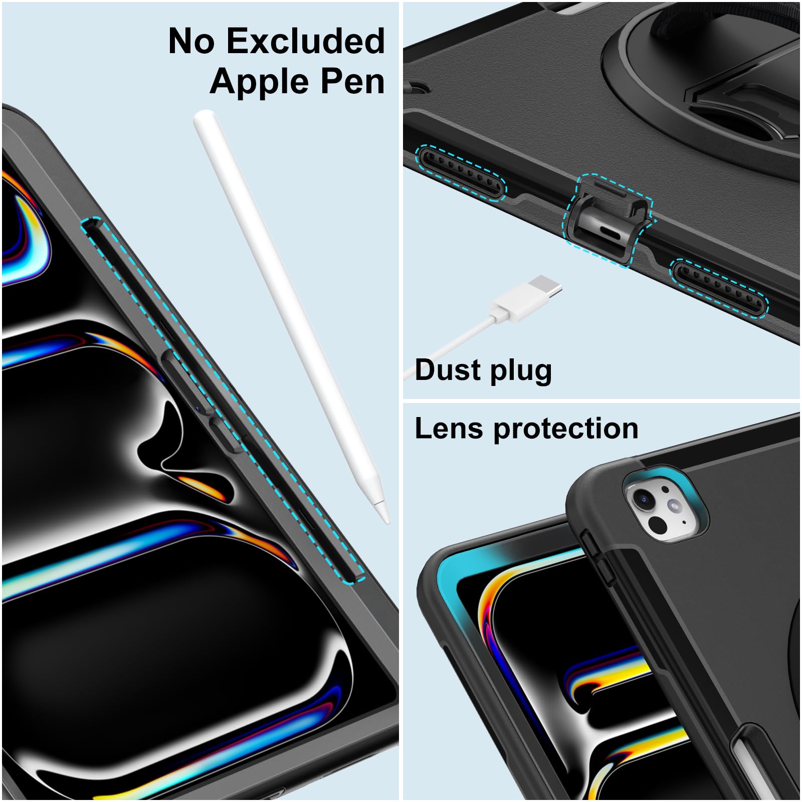 Miesherk Case For Ipad Pro 13 Inch, Military Grade Heavy Duty Shockproof Ipad 13 M4 Case (2024, 7Th Generation)   Screen Protect