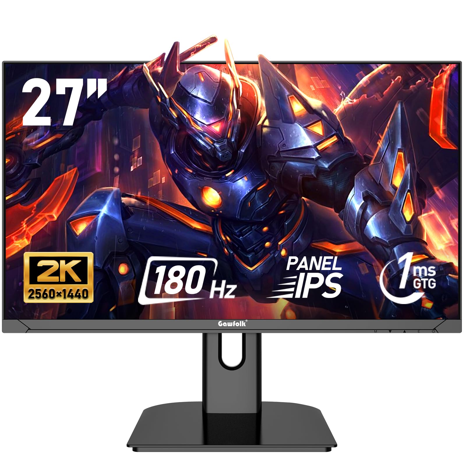 Gawfolk 27 inch 2K QHD(25601440) PC Screen, 180Hz Gaming Monitor, 1ms Without Bezel, FreeSync,100% sRGB, 178 Wide Viewing Angle,