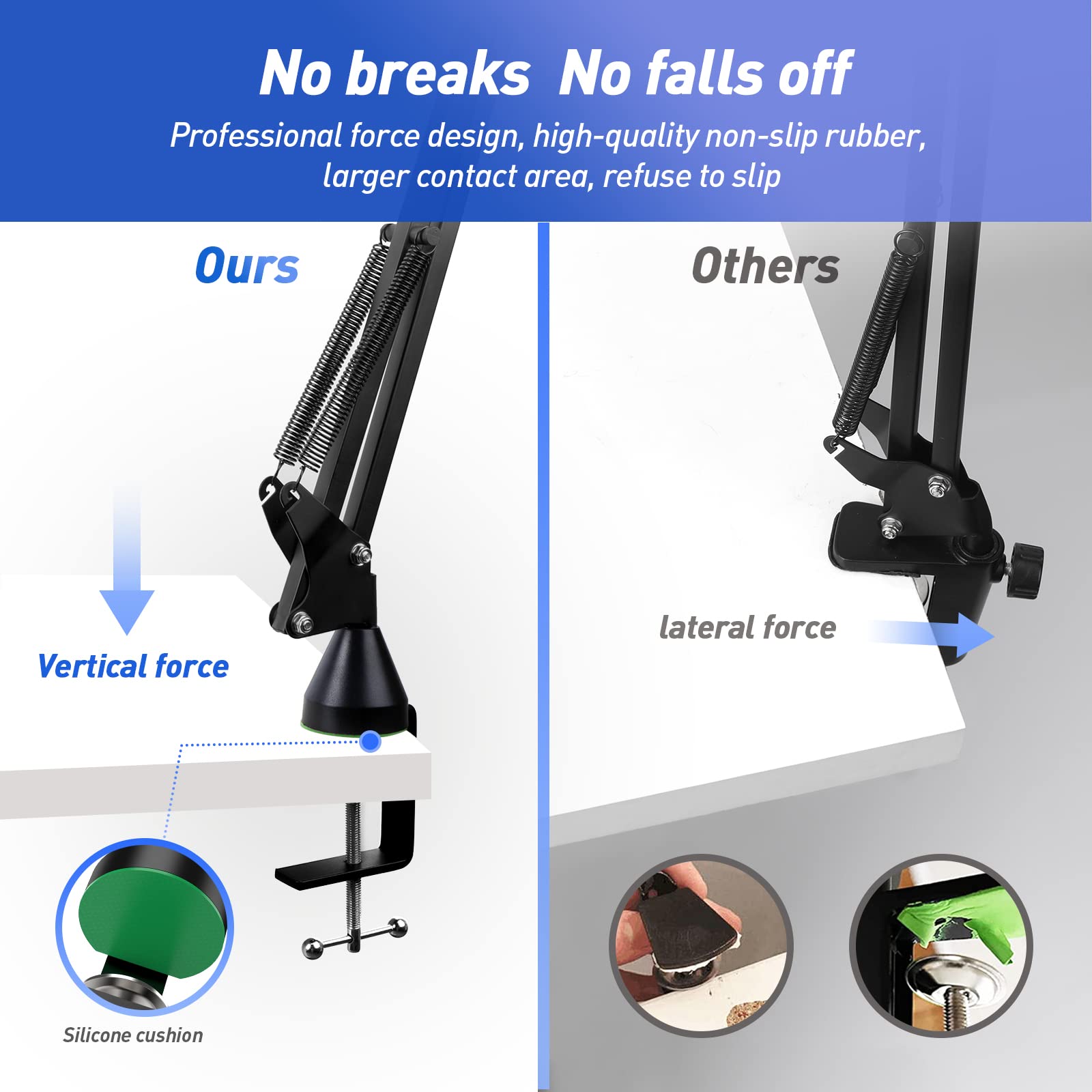 Sunmon Hyperx Quadcast Boom Arm With Pop Filter   Wall Mount Boom Arm And C Desk Clamp, Scissor Mic Stand Compatible With Hyper