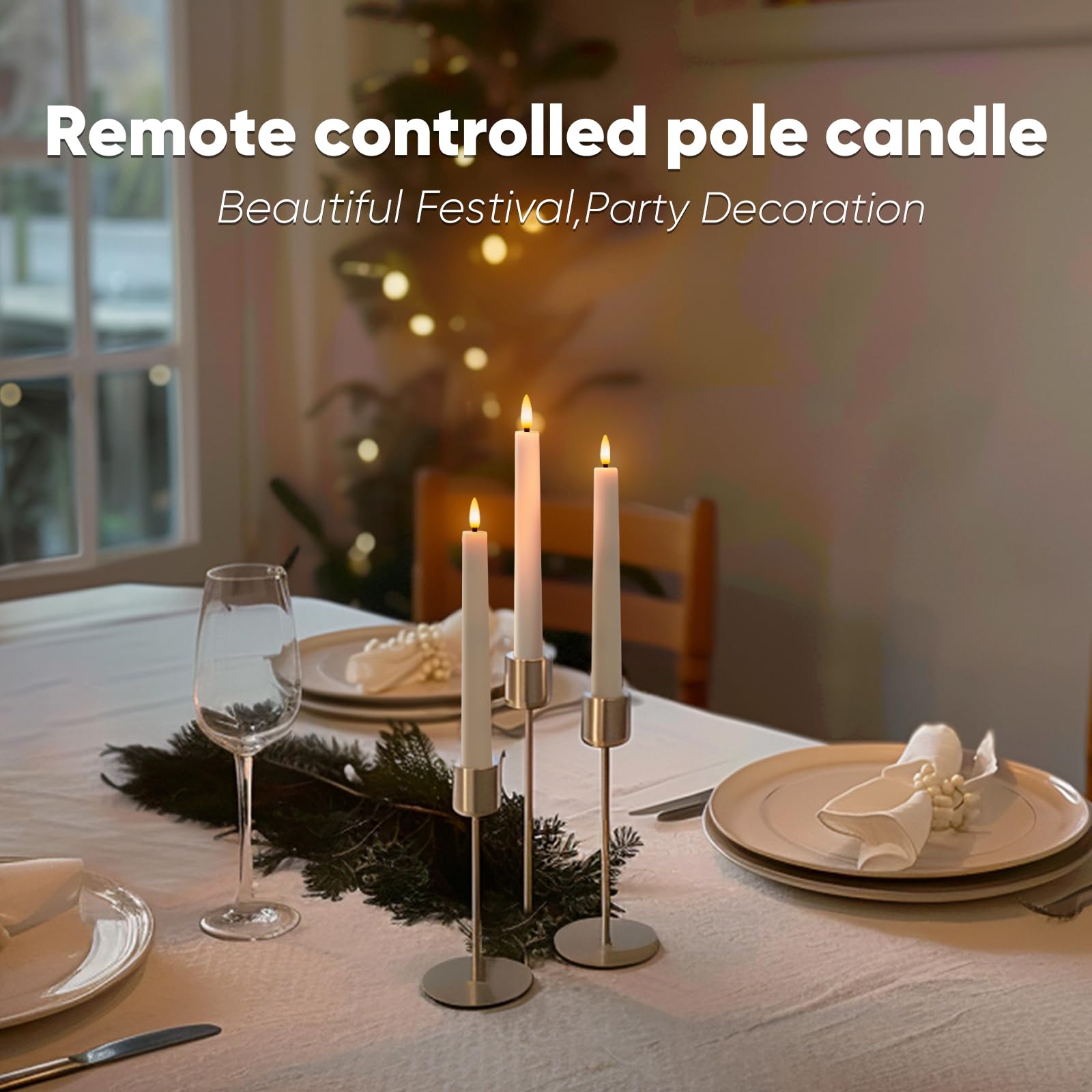 Homemory 6.7 Inches Flameless Taper Candles With Remote Timer Dimmer, Led Flameless Candlesticks Short Taper Candles, Flickering