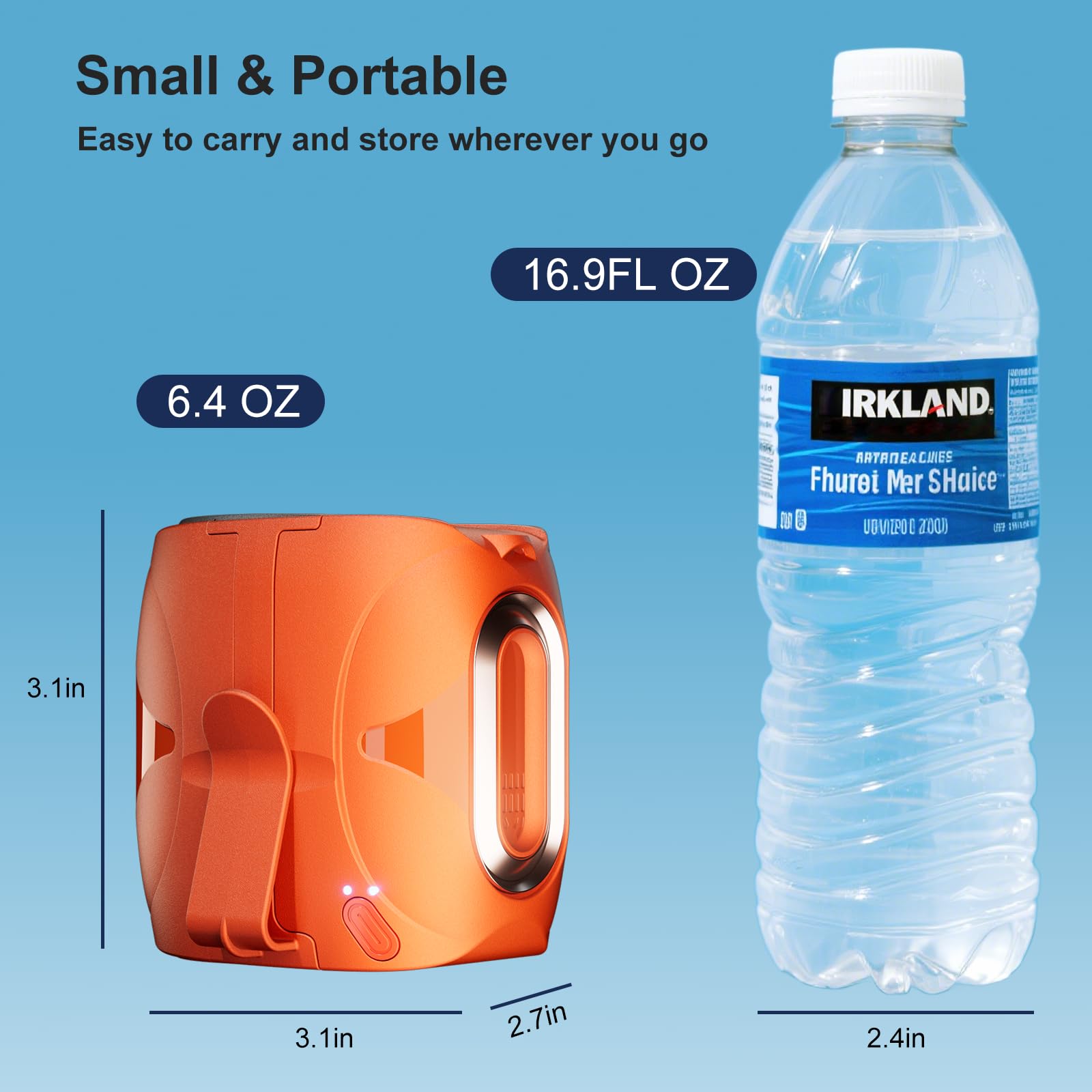 Fulsunt Orange Portable Fan For Travel, Waist Fan Clip On Up To 40H, 14000Rpm 6 Speeds Powerful Airflow, 6000Mah Rechargeable Sh