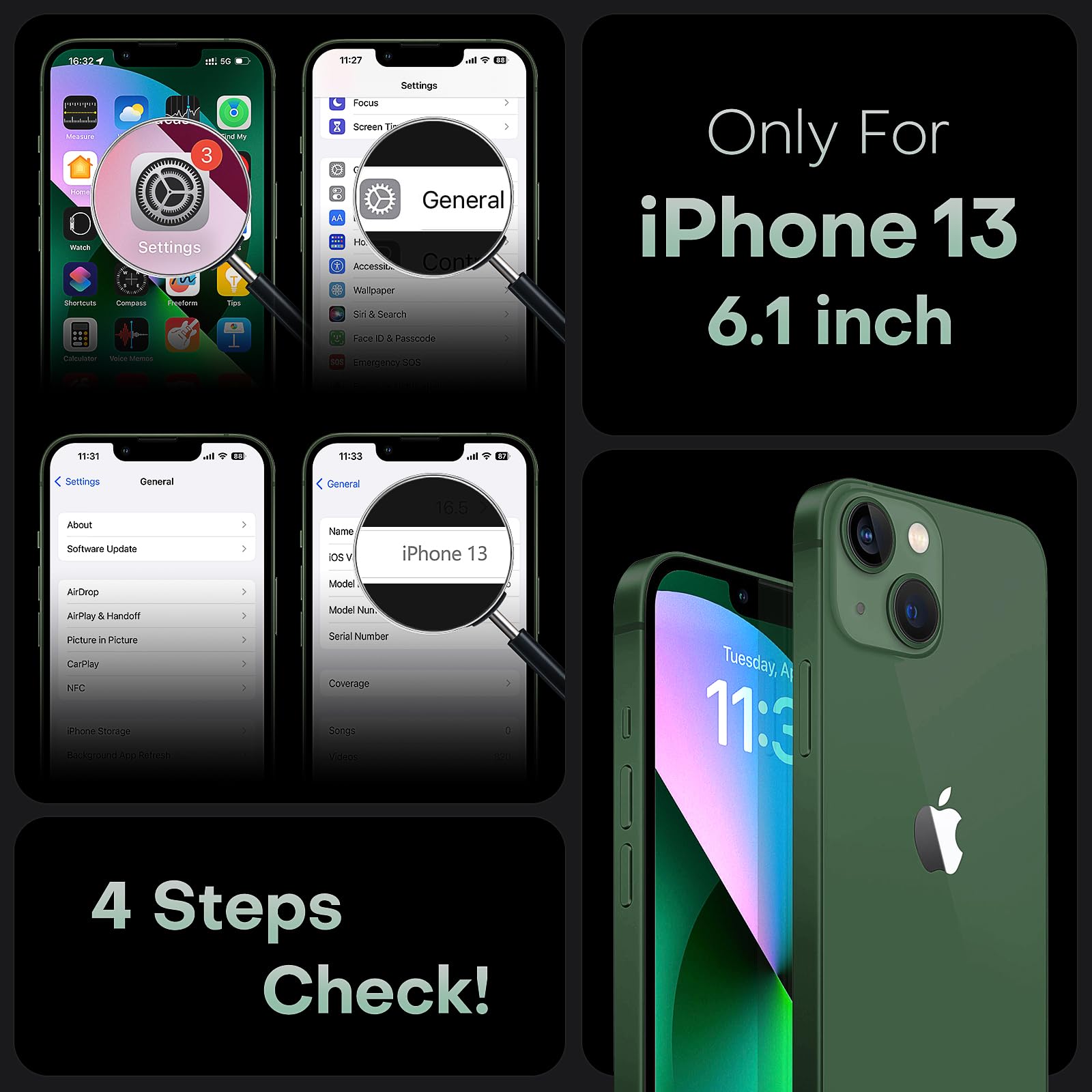 Tocol Magnetic For Iphone 13 Case, Upgraded Full Camera Protection, Compatible With Magsafe, 15Ft Drop Protection, Translucent M