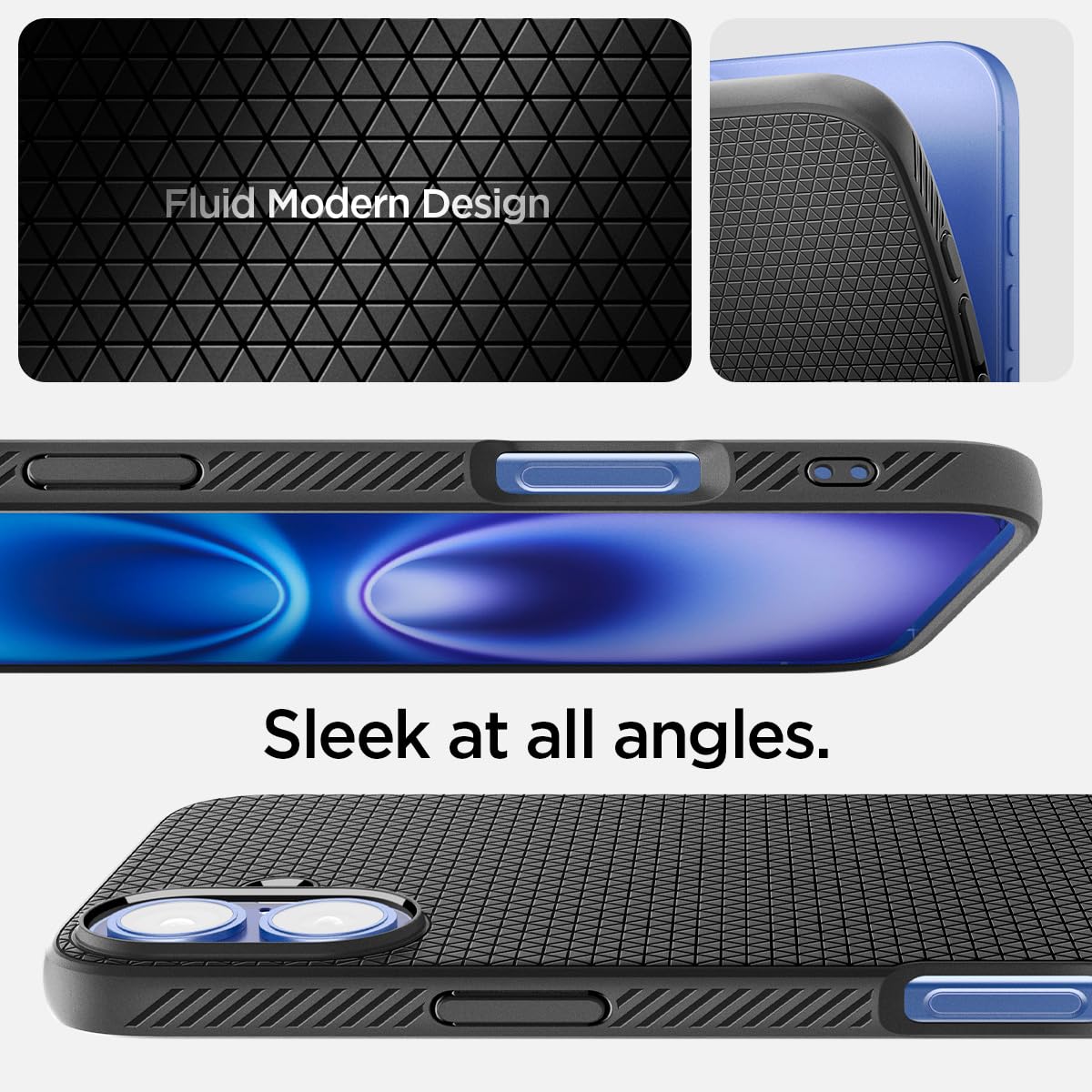 Spigen Liquid Air Designed For Iphone 16 Plus Case [Not Compatible With Magsafe], [Military Grade Protection]   Matte Black