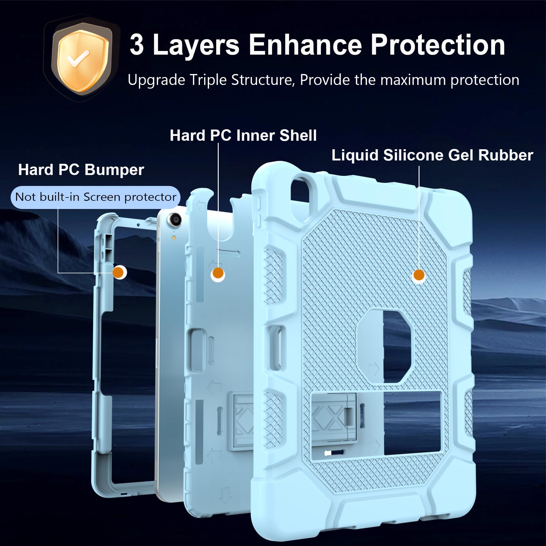 Rantice Case For Ipad Air 13 Inch M2 (2024), Hybrid Shockproof Rugged Drop Protective Case With Kickstand & Support Pencil Pro A