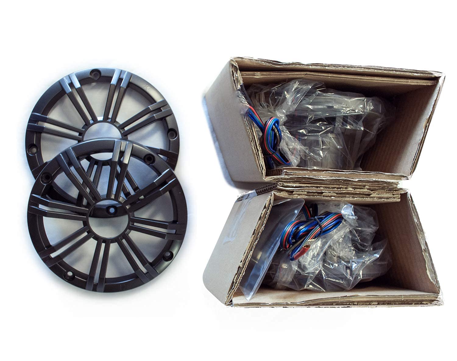 Kicker Oem Replacement Charcoal 6.5'' 4 Ohm Coaxial Marine Speakers (Pair)
