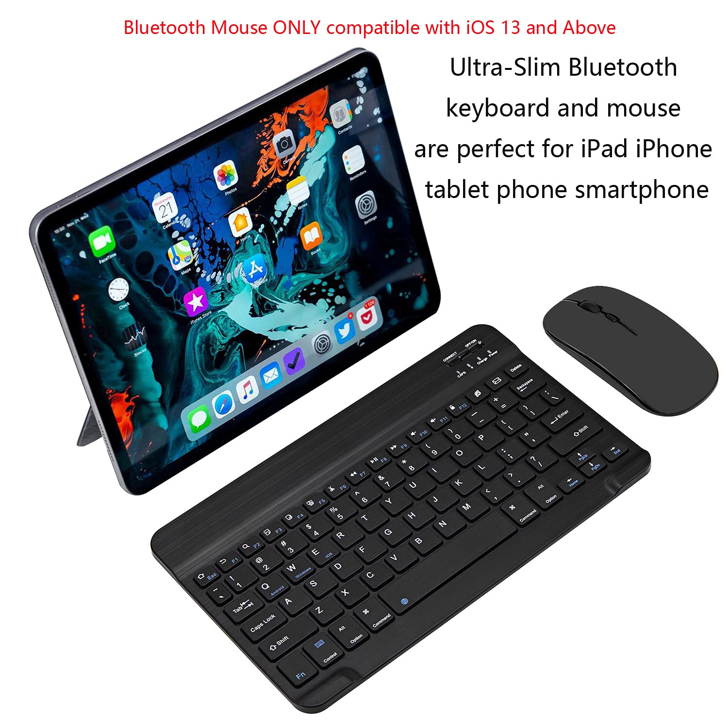Ultra Slim Bluetooth Keyboard And Mouse Combo Rechargeable Portable Wireless Keyboard Mouse Set For Apple Ipad Iphone Ios 13 And
