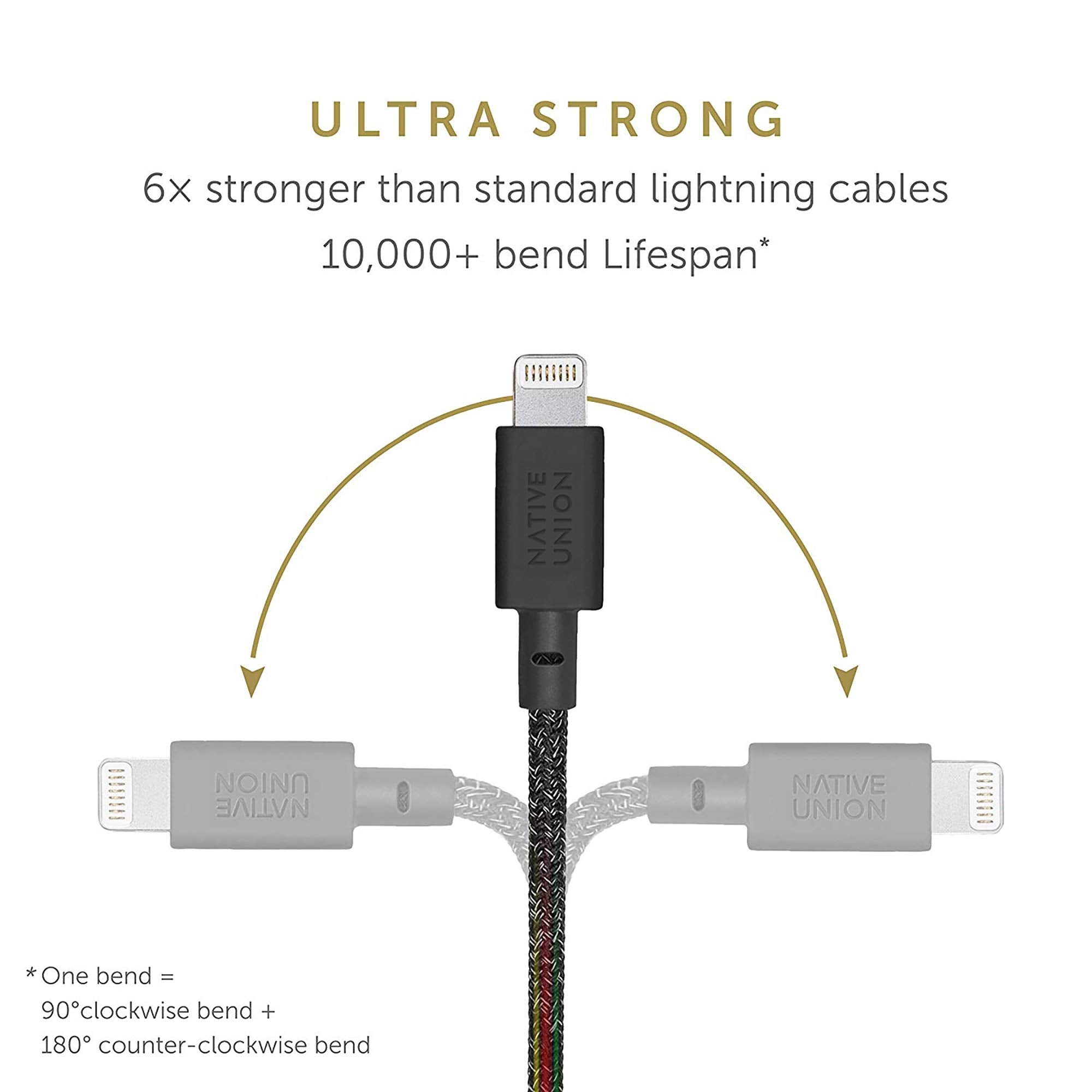 Native Union Night Cable - 10Ft Ultra-Strong Reinforced Durable Usb-C To Lightning [Mfi Certified] Charging Cable With Weighted