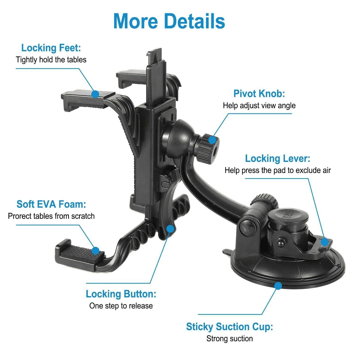 Ramtech Car Truck Gps & Tablet Windshield Mount, Suction Cup Holder With Adjustable Bracket And 90Mm Dashboard Mount Disc, Compa