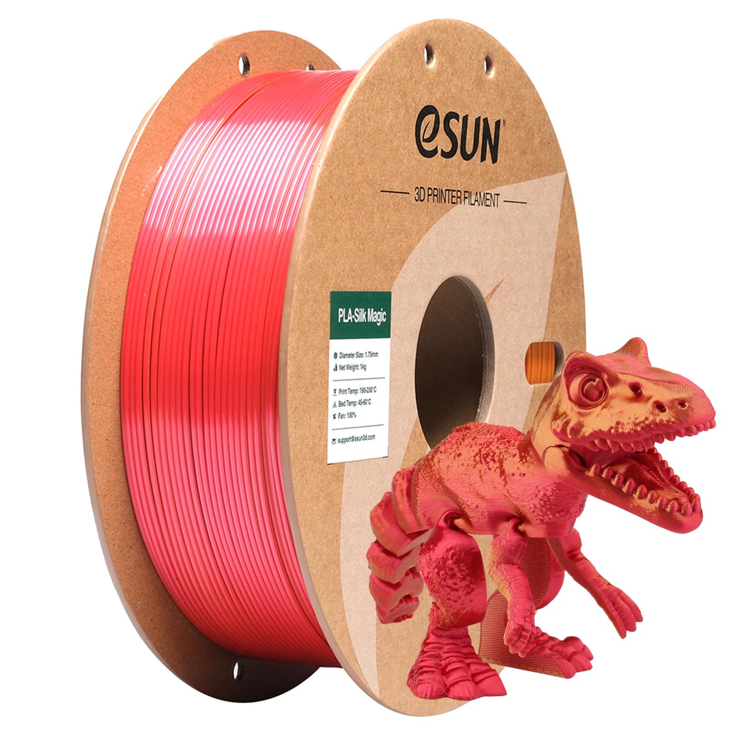 eSUN Silk PLA 3D Printer Filament 1.75mm Red Gold Dual Color Shiny Silky Filament, Dimensional Accuracy +/-0.03mm, 1kg (2.2lbs) 