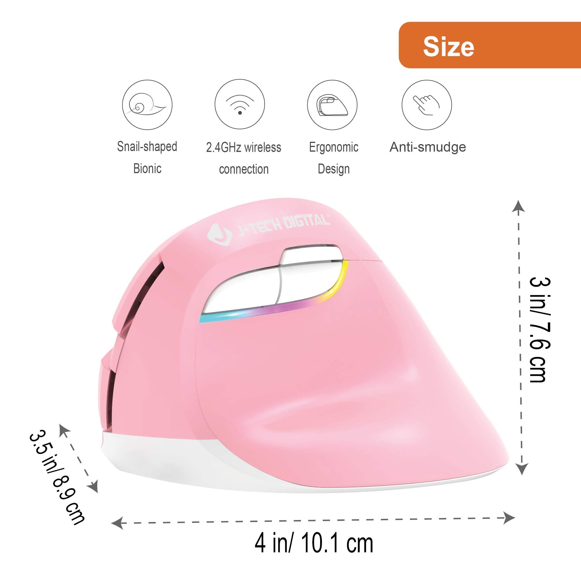 J Tech Digital Wireless Ergonomic Vertical Mouse For Small Hands With Usb Nano Transceiver, Aa Battery, 3 Dpi, Compatible With M